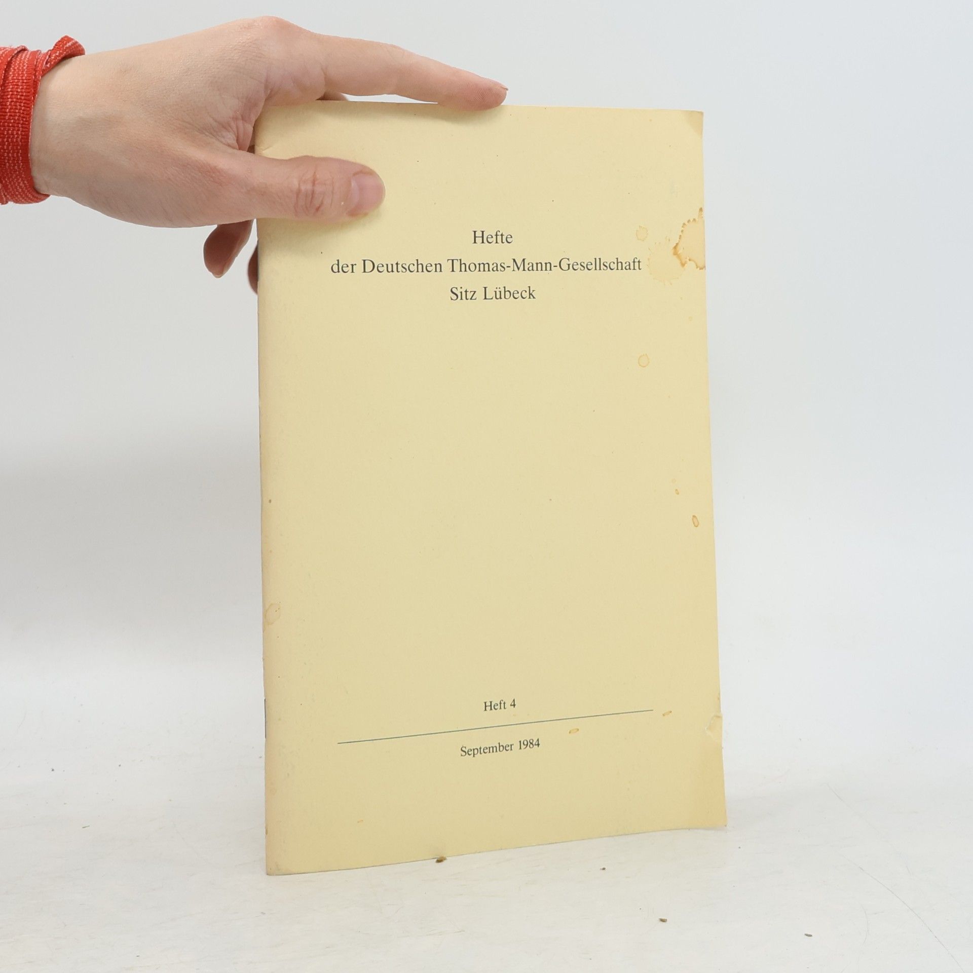 Kurt Leider Hefte der Deutschen Thomas-Mann-Gesellschaft 4