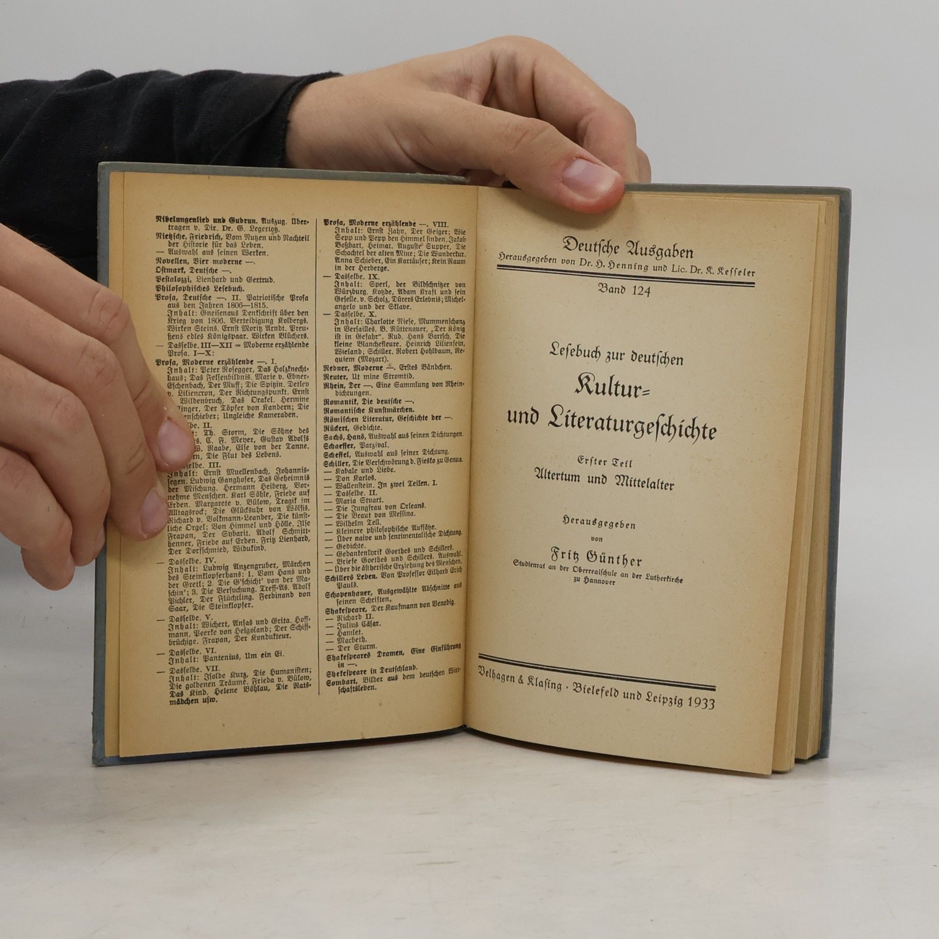 Fritz Günther Lesebuch zur deutschen Kultur- und Literaturgeschichte I.