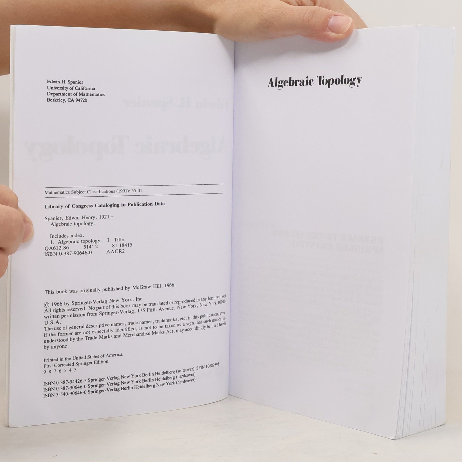 Edwin Henry Spanier Algebraic Topology