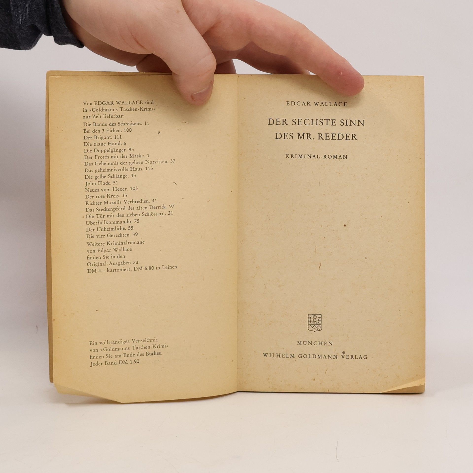 Edgar Wallace Der sechste Sinn des Mr. Reeder