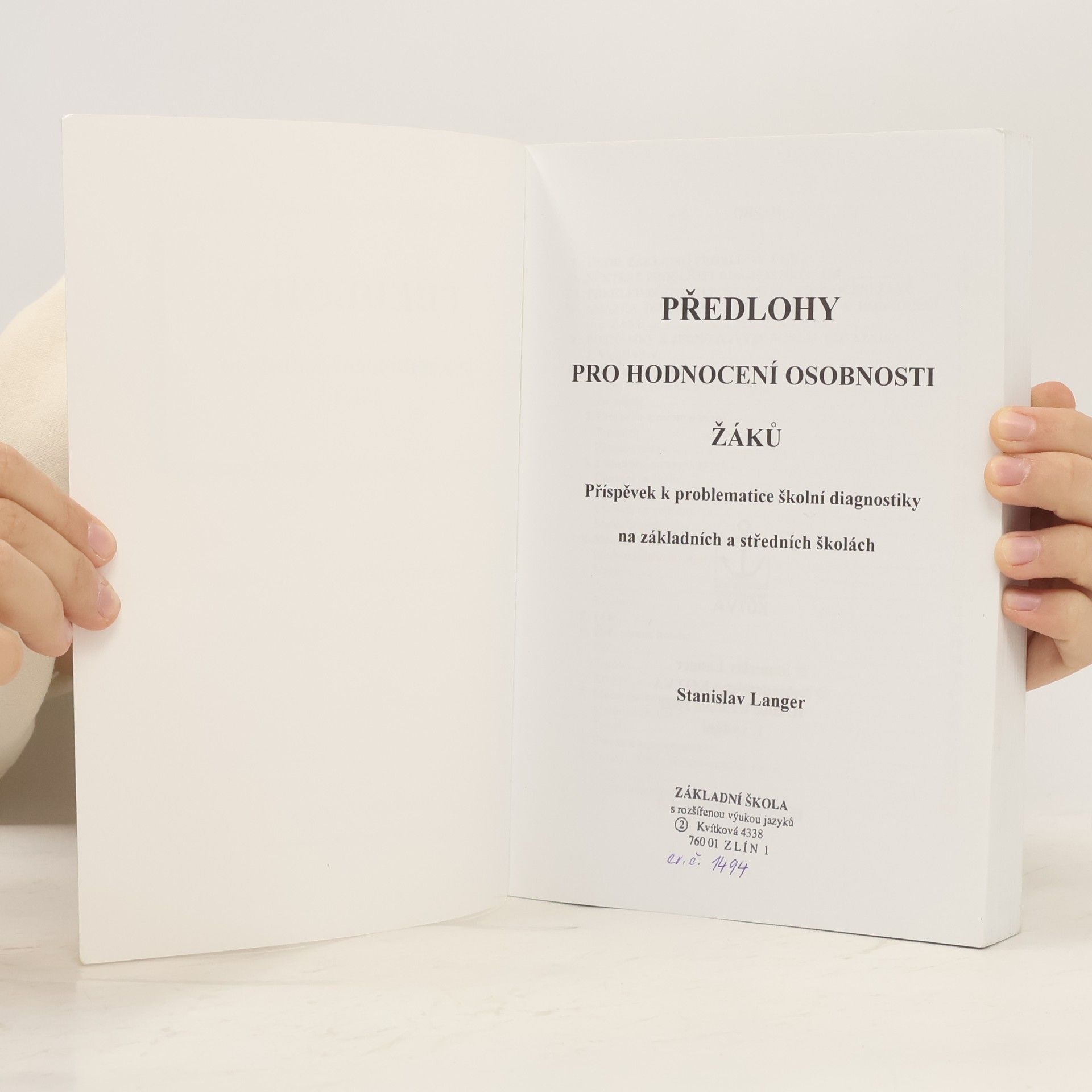 Stanislav Langer Předlohy pro hodnocení osobnosti žáků