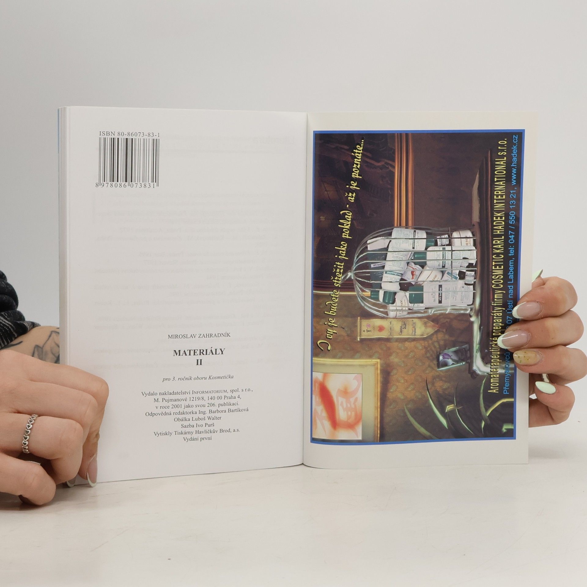 Miroslav Zahradník Materiály II pro 3. ročník oboru Kosmetička