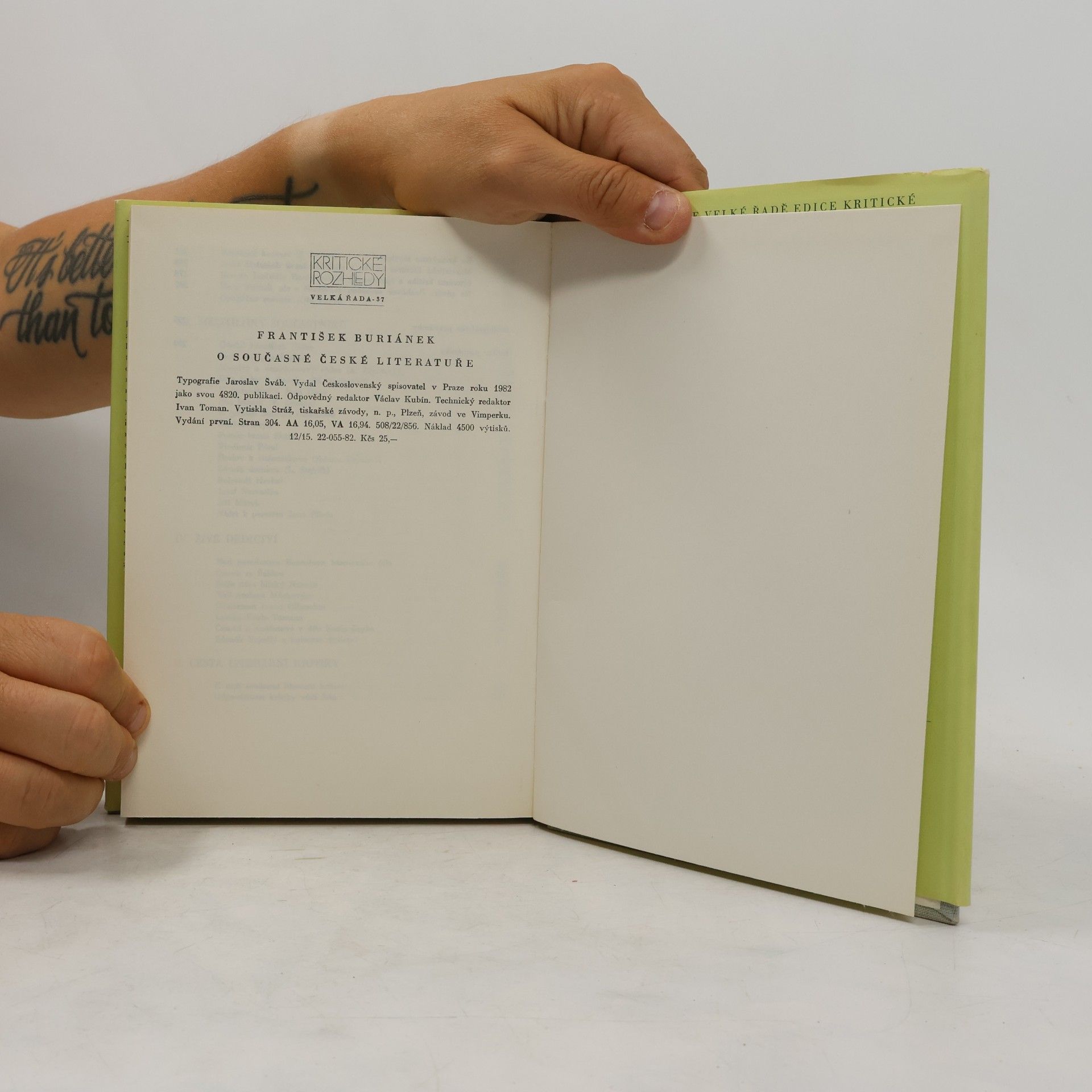 František Buriánek O současné české literatuře : výbor z kritických statí 1945-1980