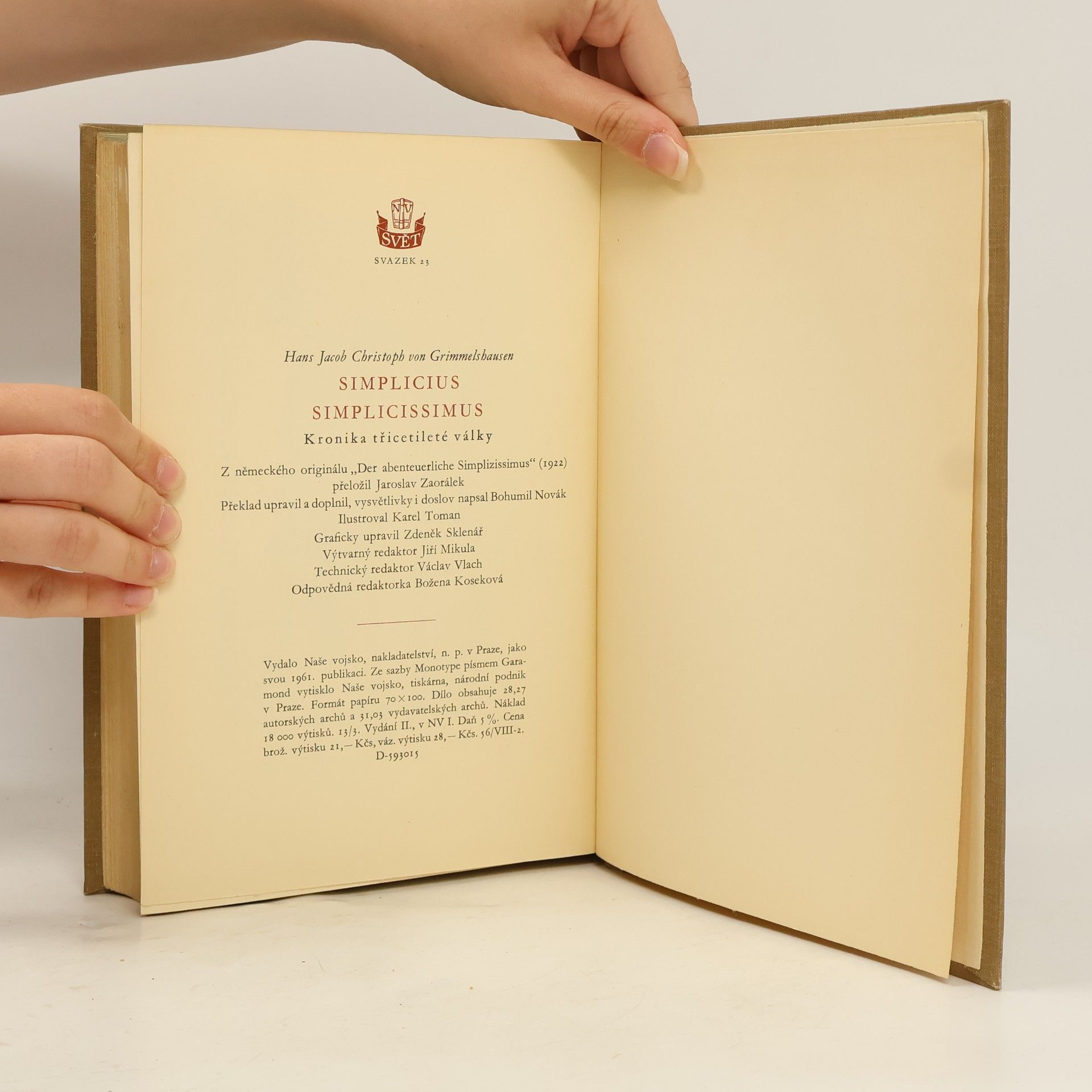Hans Jakob Christoffel von Grimmelshausen Simplicius Simplicissimus. Kronika třicetileté války