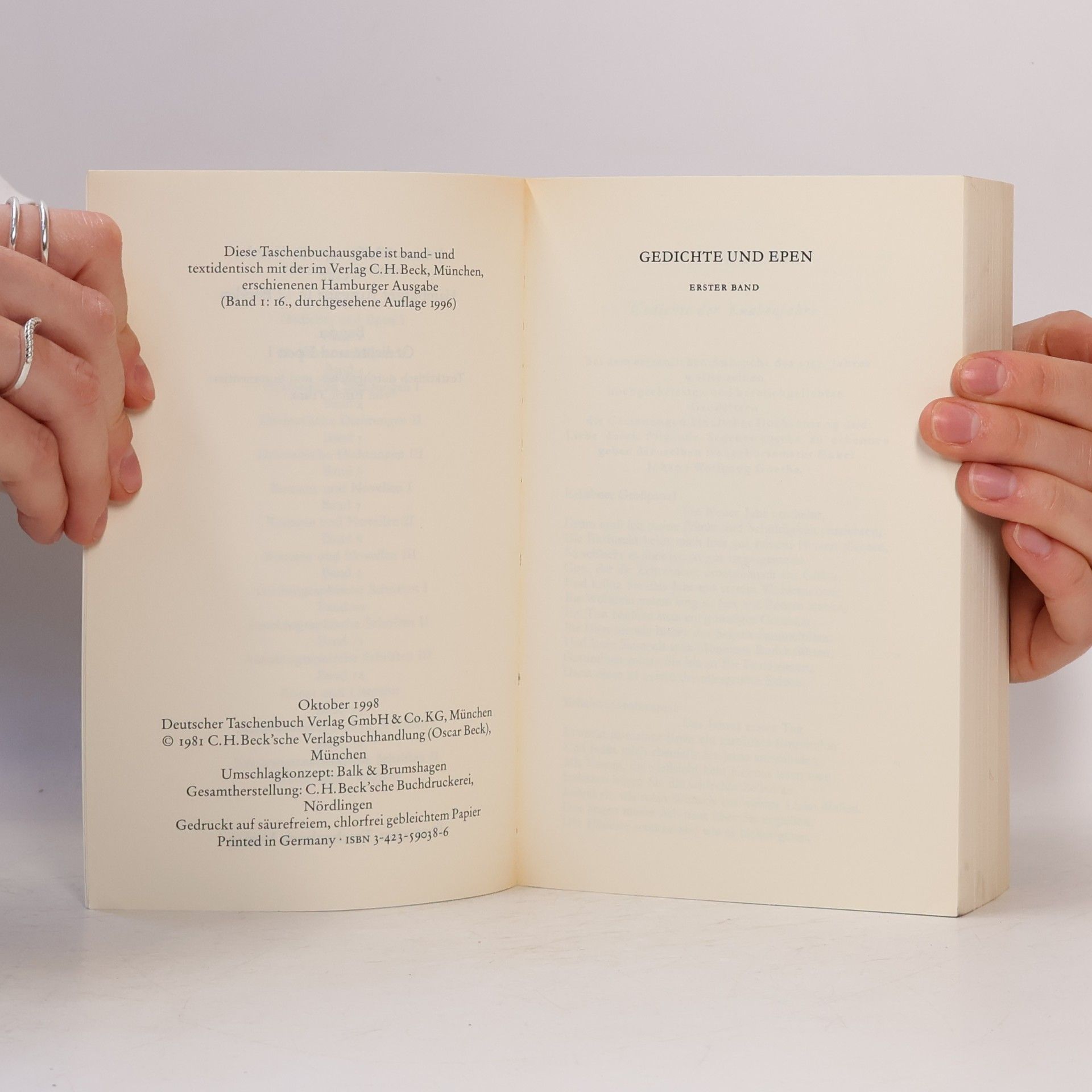 Johann Wolfgang von Goethe Werke. Band 1. Gedichte und Epen I