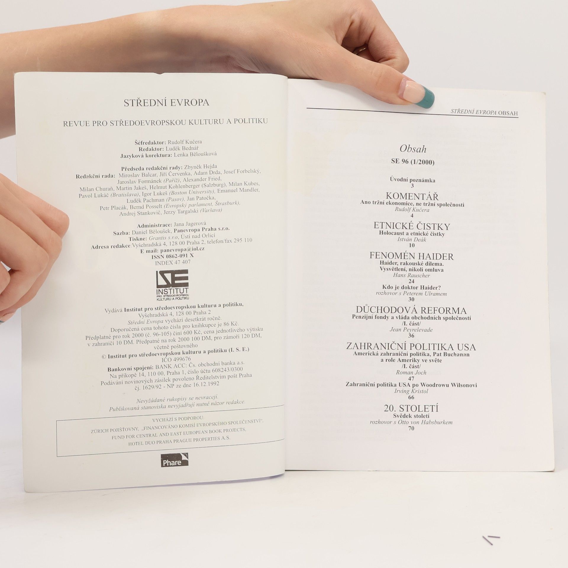 Various authors Střední Evropa. Revue pro středoevropskou kulturu a politiku. Roč. 16, leden 2000