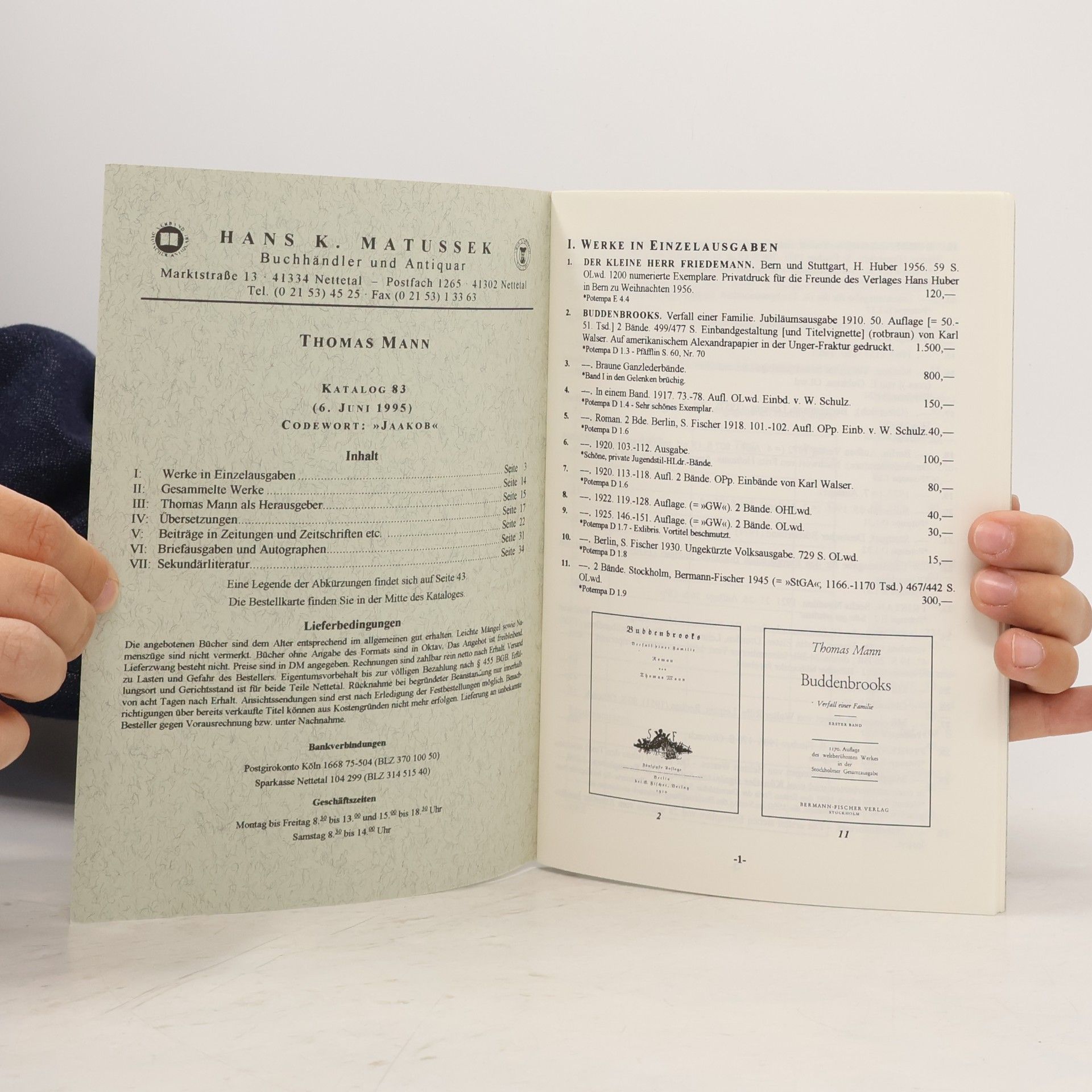 Hans K. Matussek Thomas Mann Katalog Nr. 83