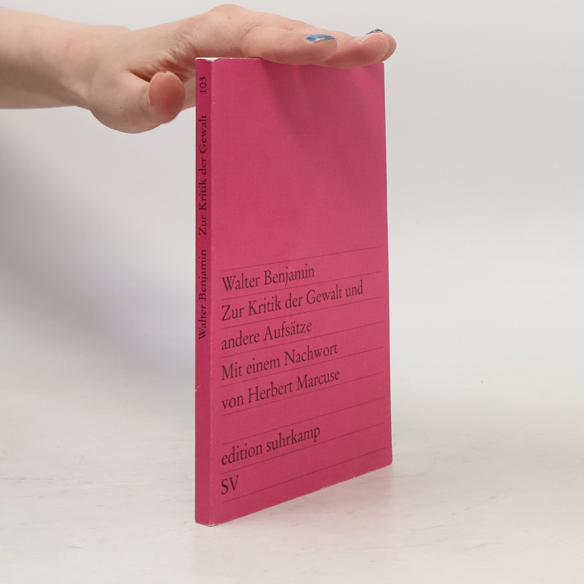 Walter Benjamin Zur Kritik der Gewalt und andere Aufsätze