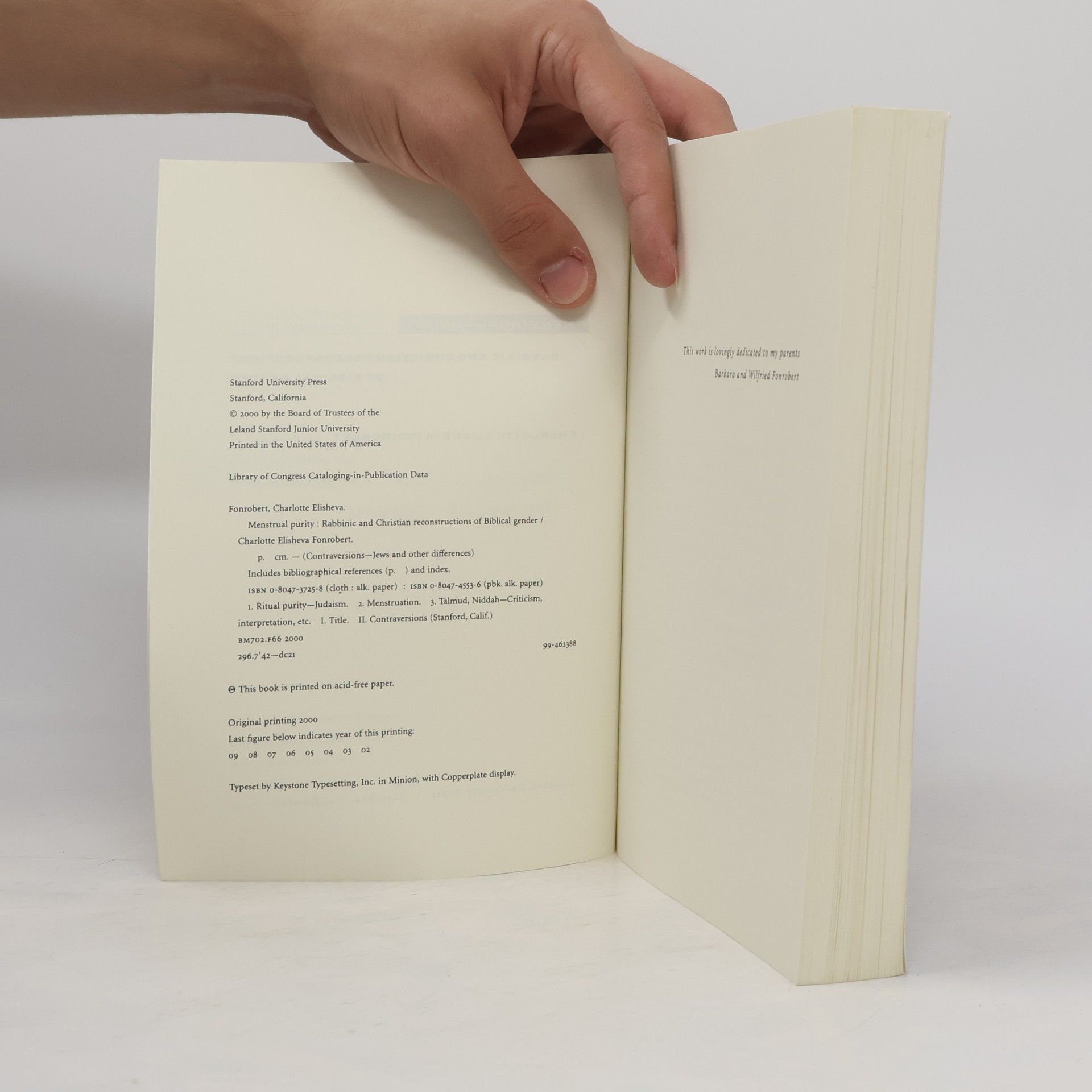 Charlotte Elisheva Fonrobert Contraversions: Jews and Other Differences: Menstrual Purity