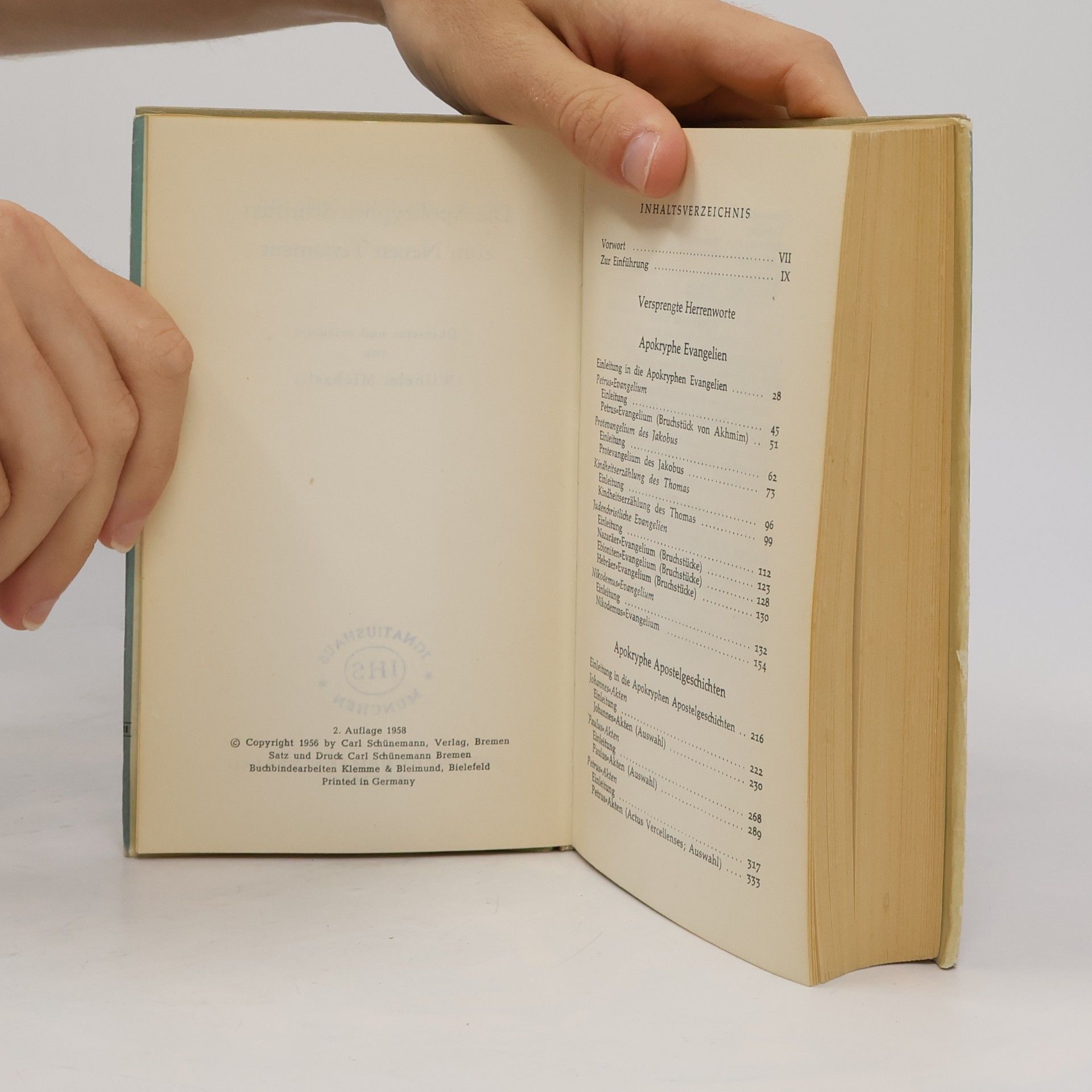Wilhelm Michaelis Die Apokryphen Schriften zum Neuen Testament