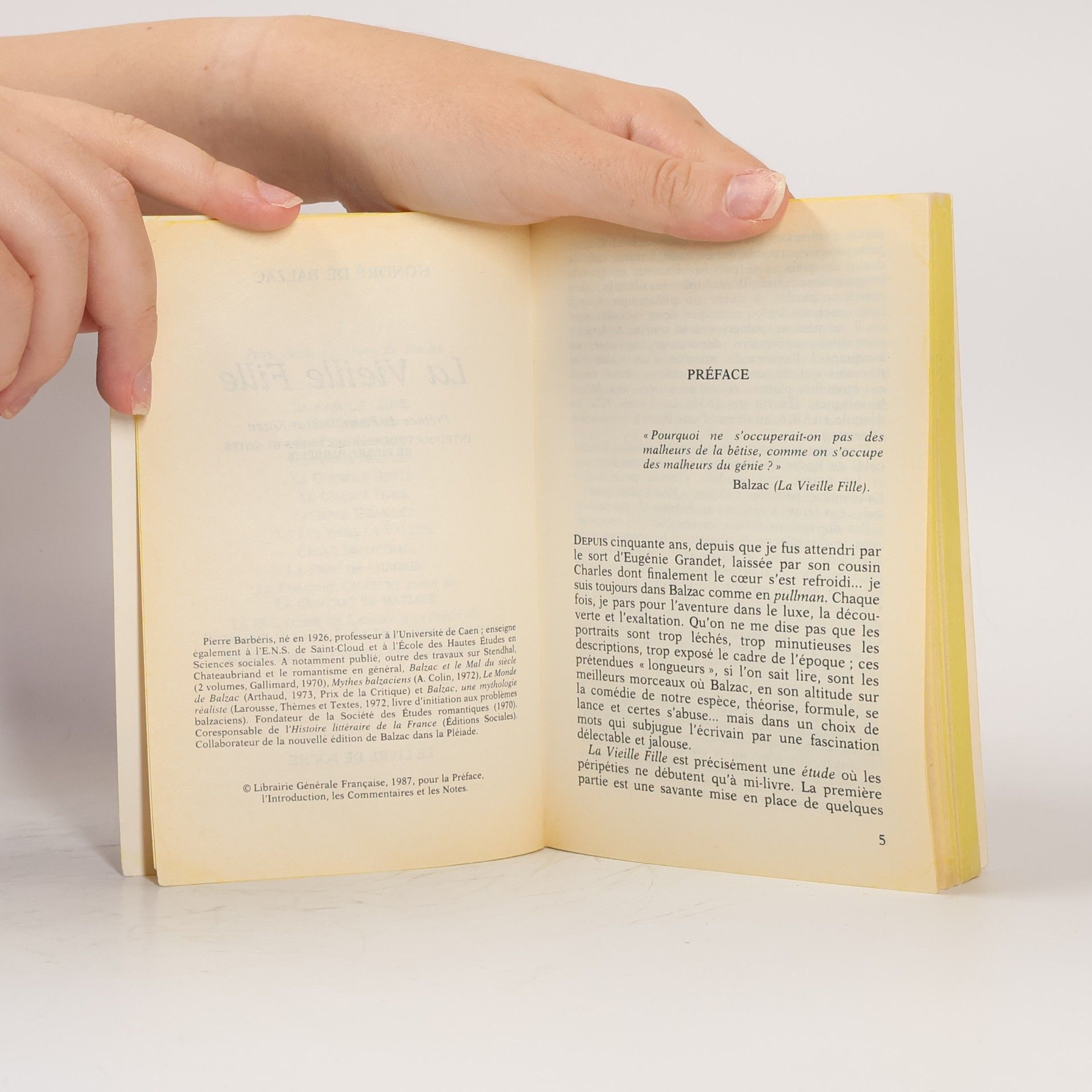 Honoré de Balzac Livre de Poche: La Vieille Fille