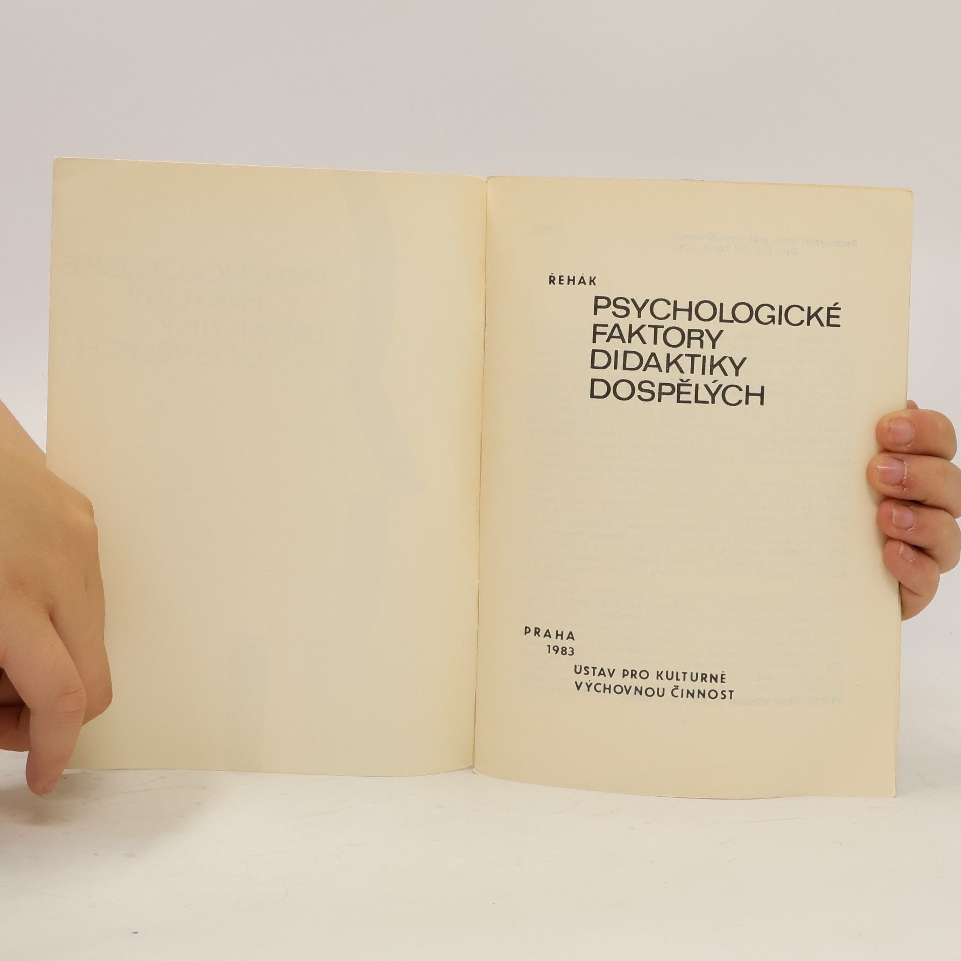 Miloslav Řehák Psychologické faktory didaktiky dospělých