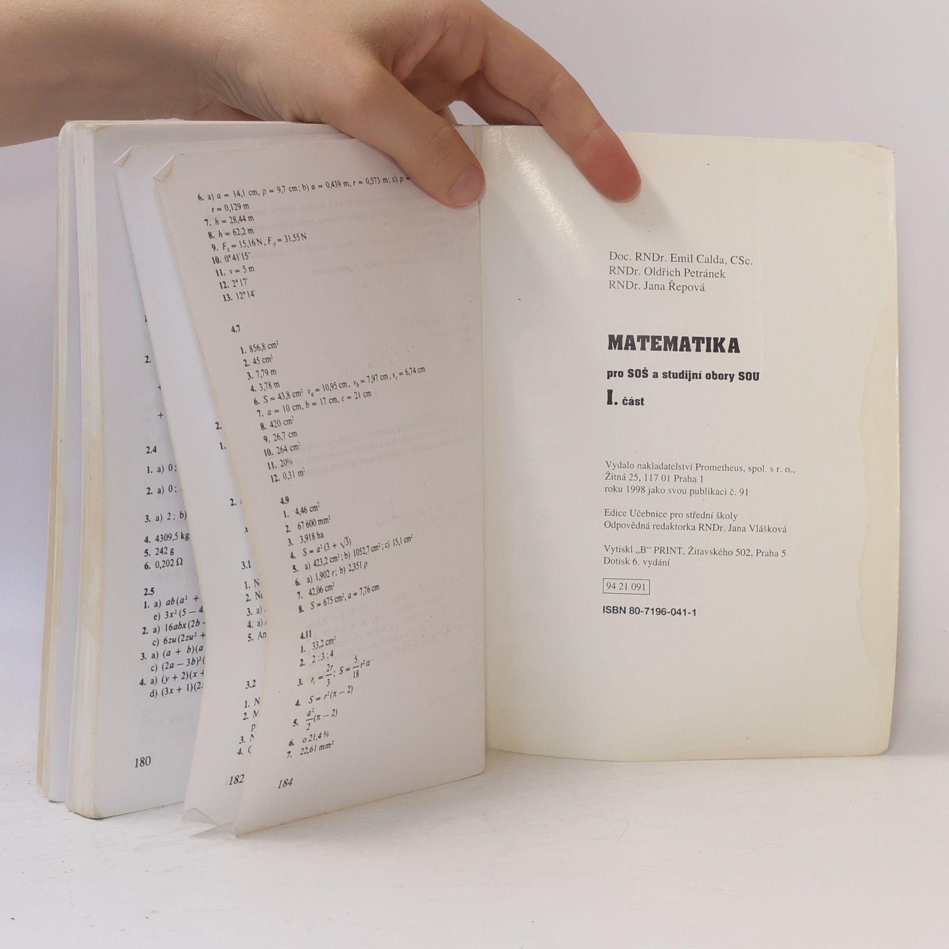 Emil Calda Matematika pro střední odborné školy a studijní obory středních odborných učilišť 1. část