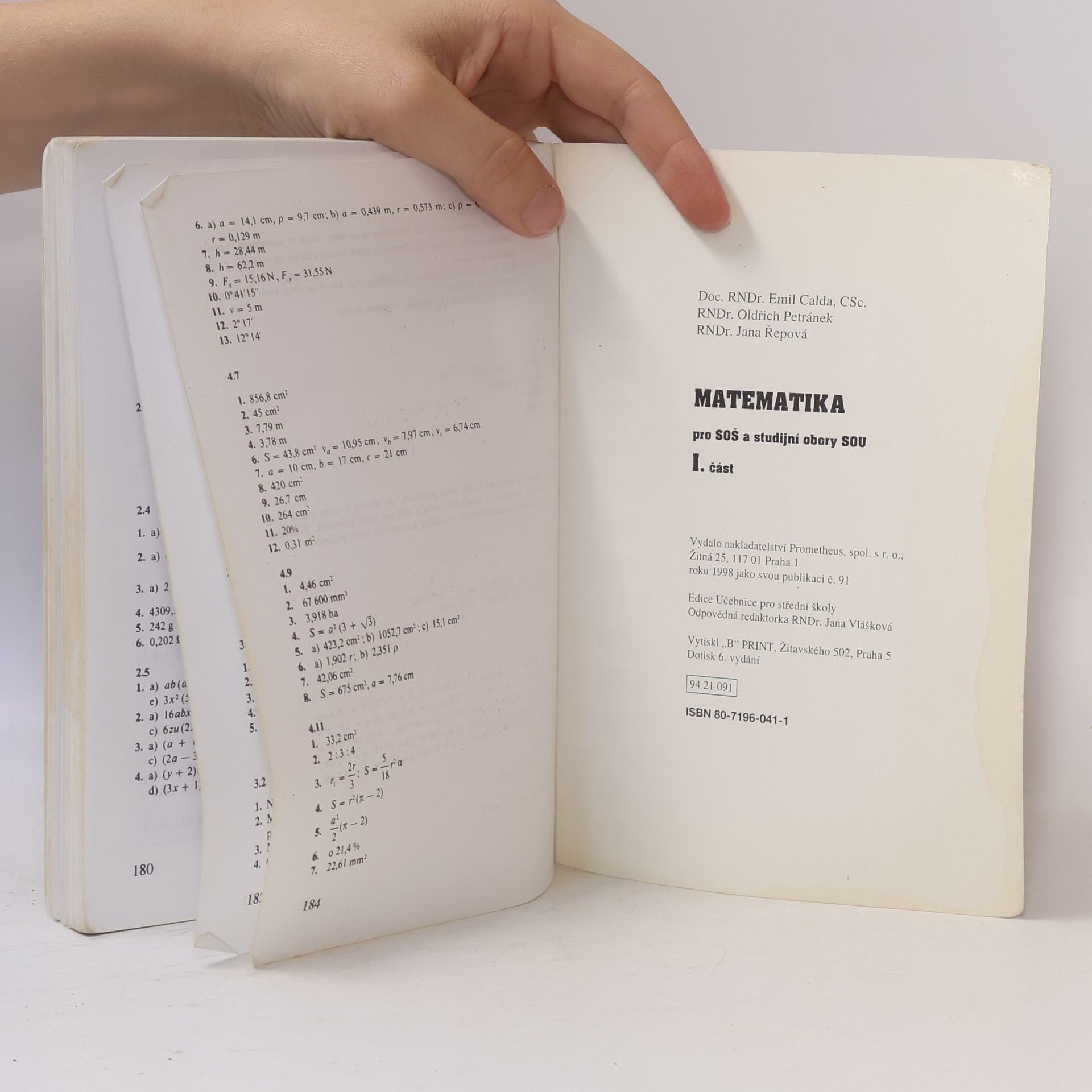 Emil Calda Matematika pro střední odborné školy a studijní obory středních odborných učilišť 1. část