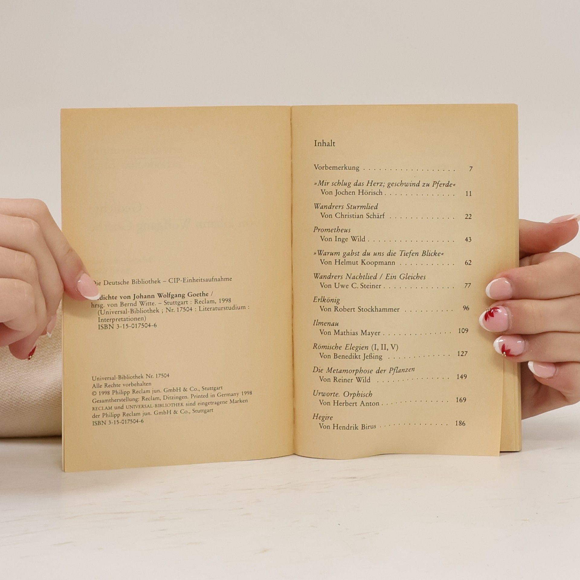 Bernd Witte Literaturstudium: Interpretationen: Gedichte von Johann Wolfgang Goethe