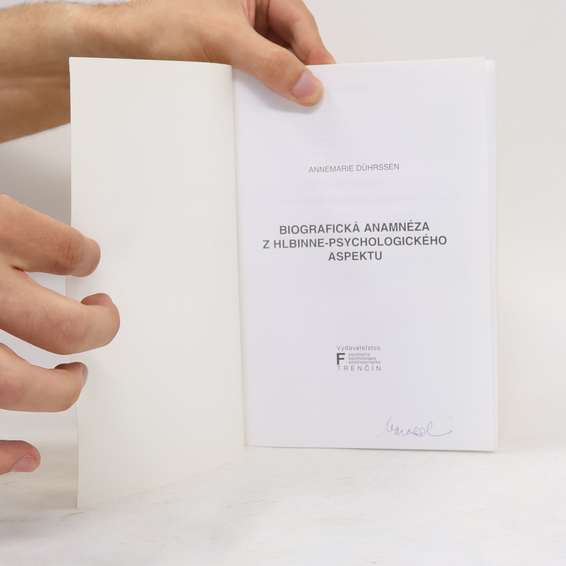Annemarie Dührssen Biografická anamnéza z hlbinne-psychologického aspektu