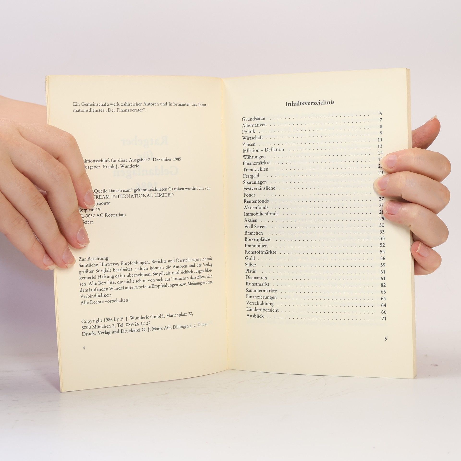 kolektiv Ratgeber für Geldanlagen 1986