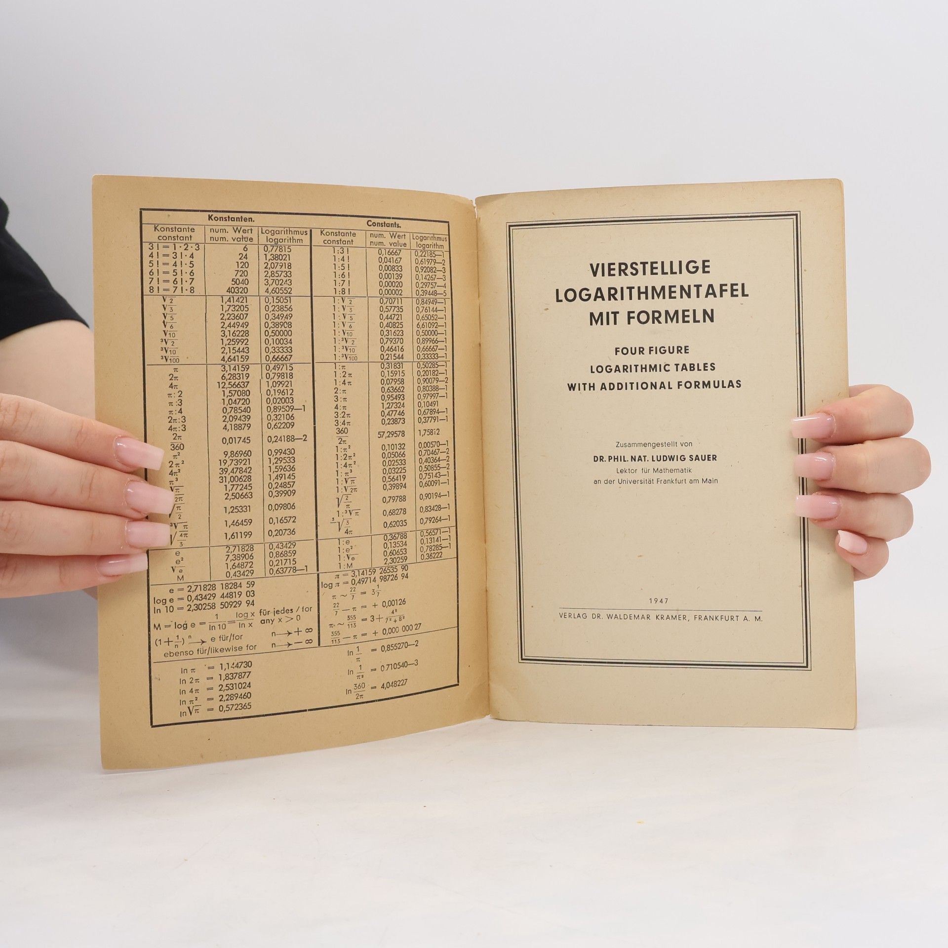 Ludwig Sauer Vierstellige Logarithmentafel mit Formeln