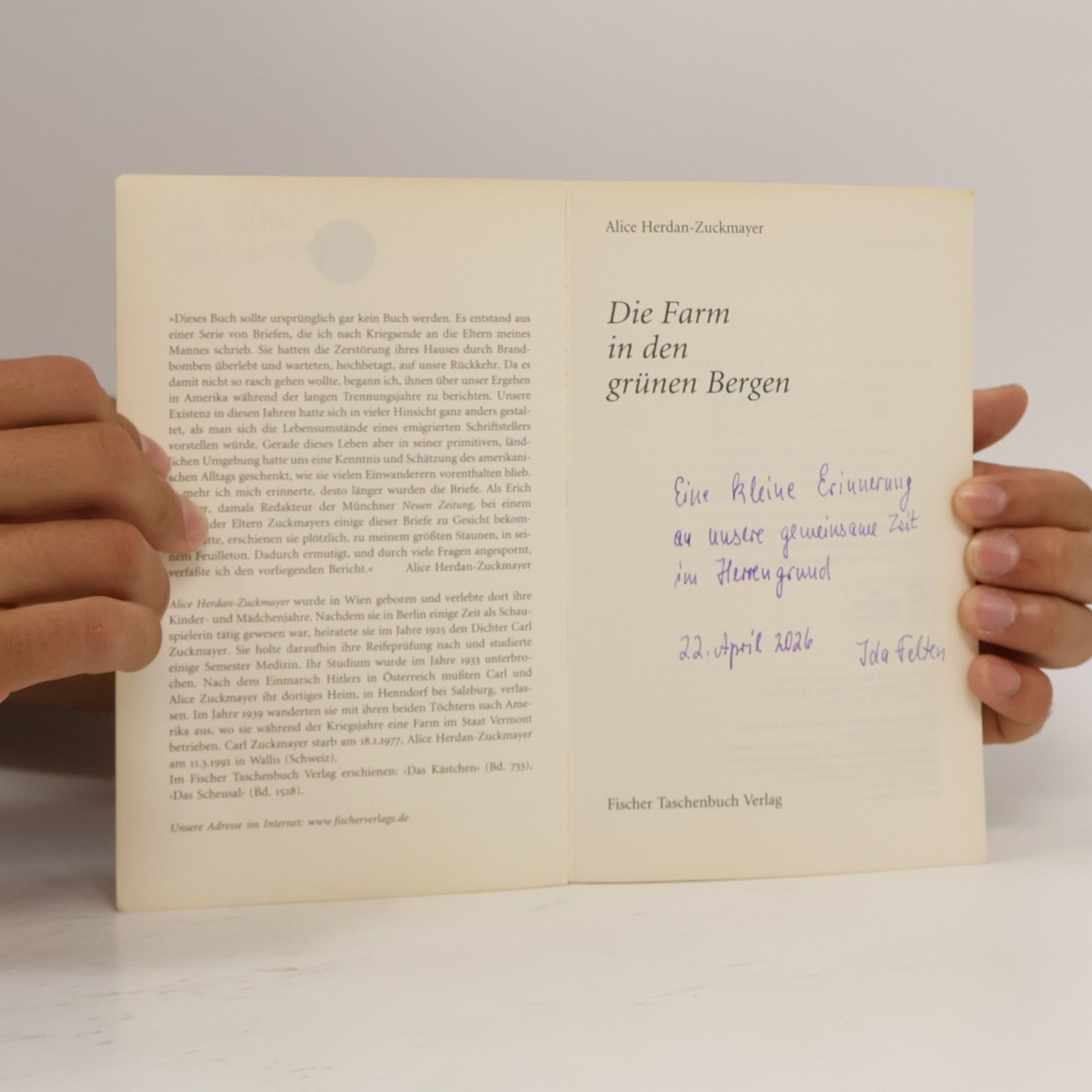 Alice Herdan-Zuckmayer Die Farm in den grünen Bergen