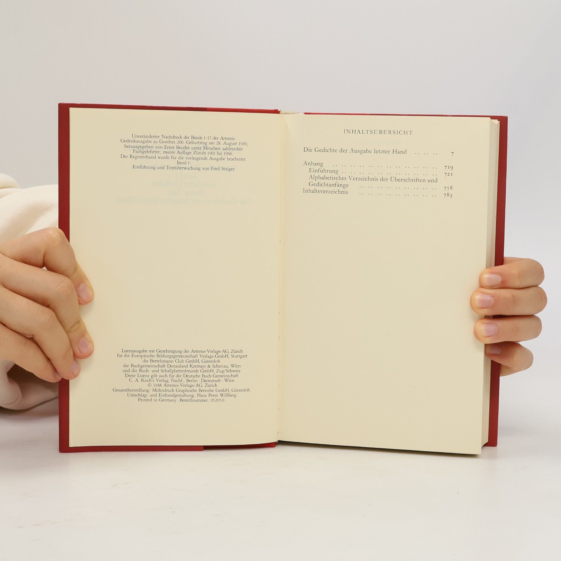 Johann Wolfgang von Goethe Goethe Sämtliche Werke 1. Gedichte I.