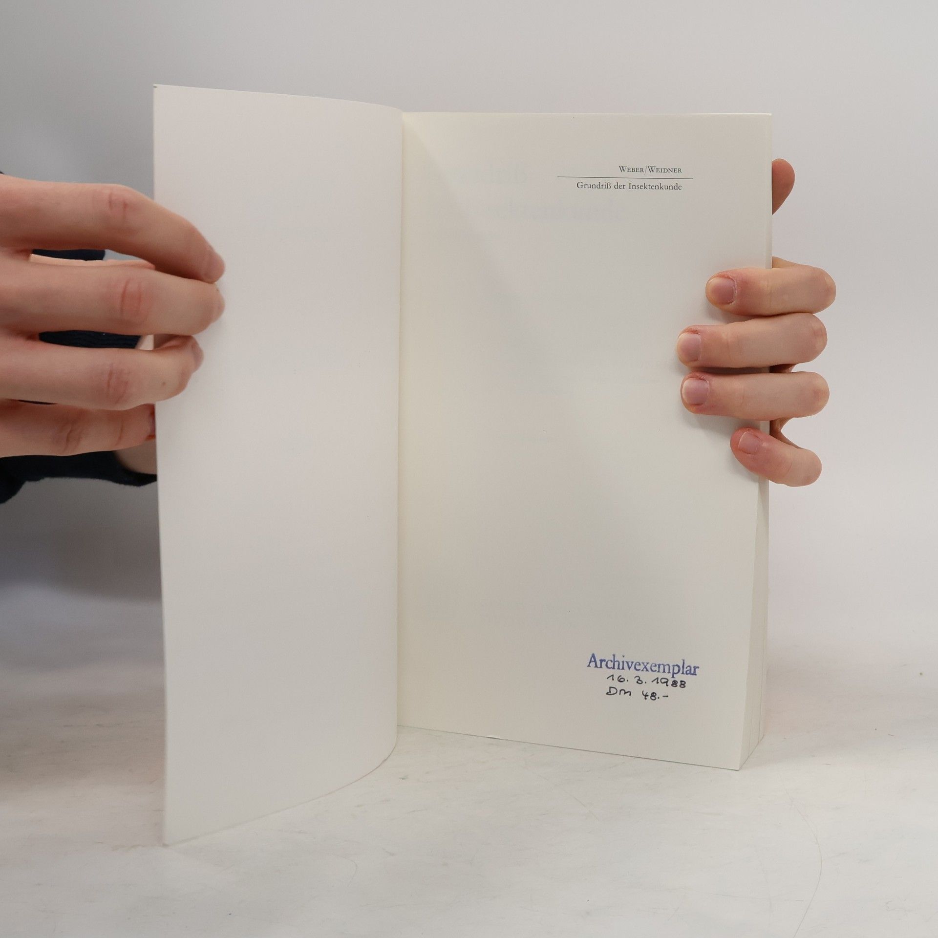 Hermann Weber Grundriß der Insektenkunde - Studienausgabe - Völlig neu bearbeitet