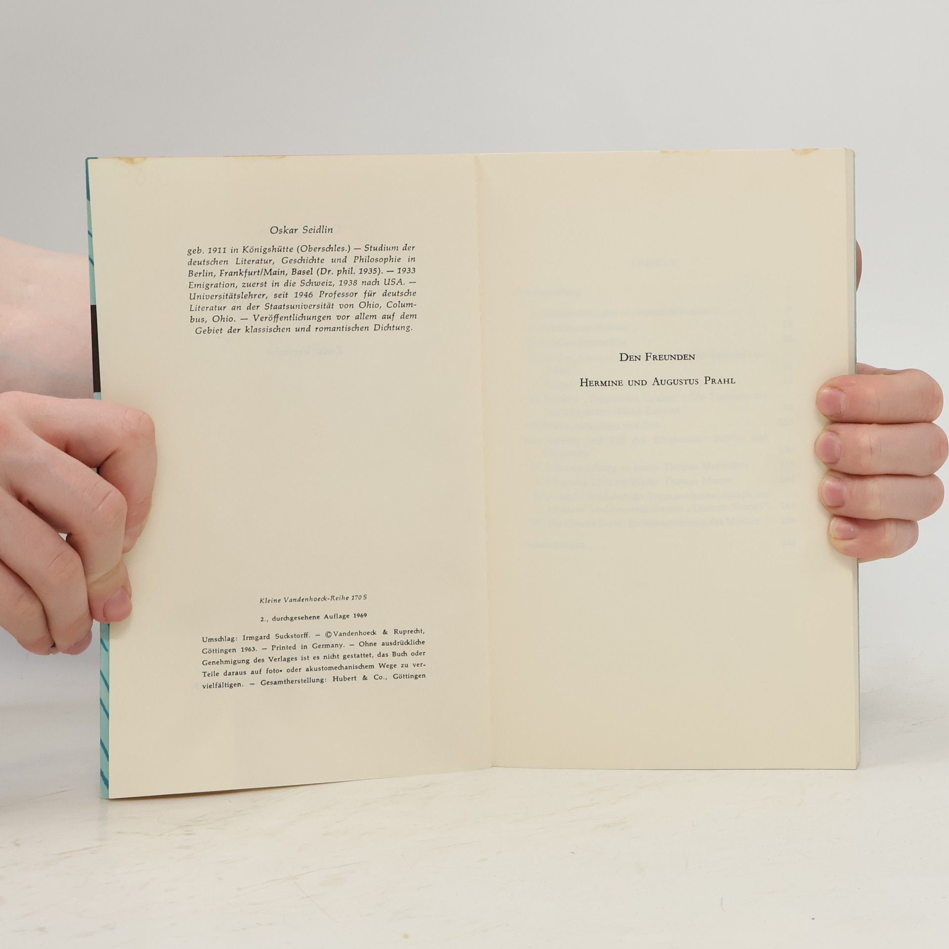 Oskar Seidlin Von Goethe zu Thomas Mann