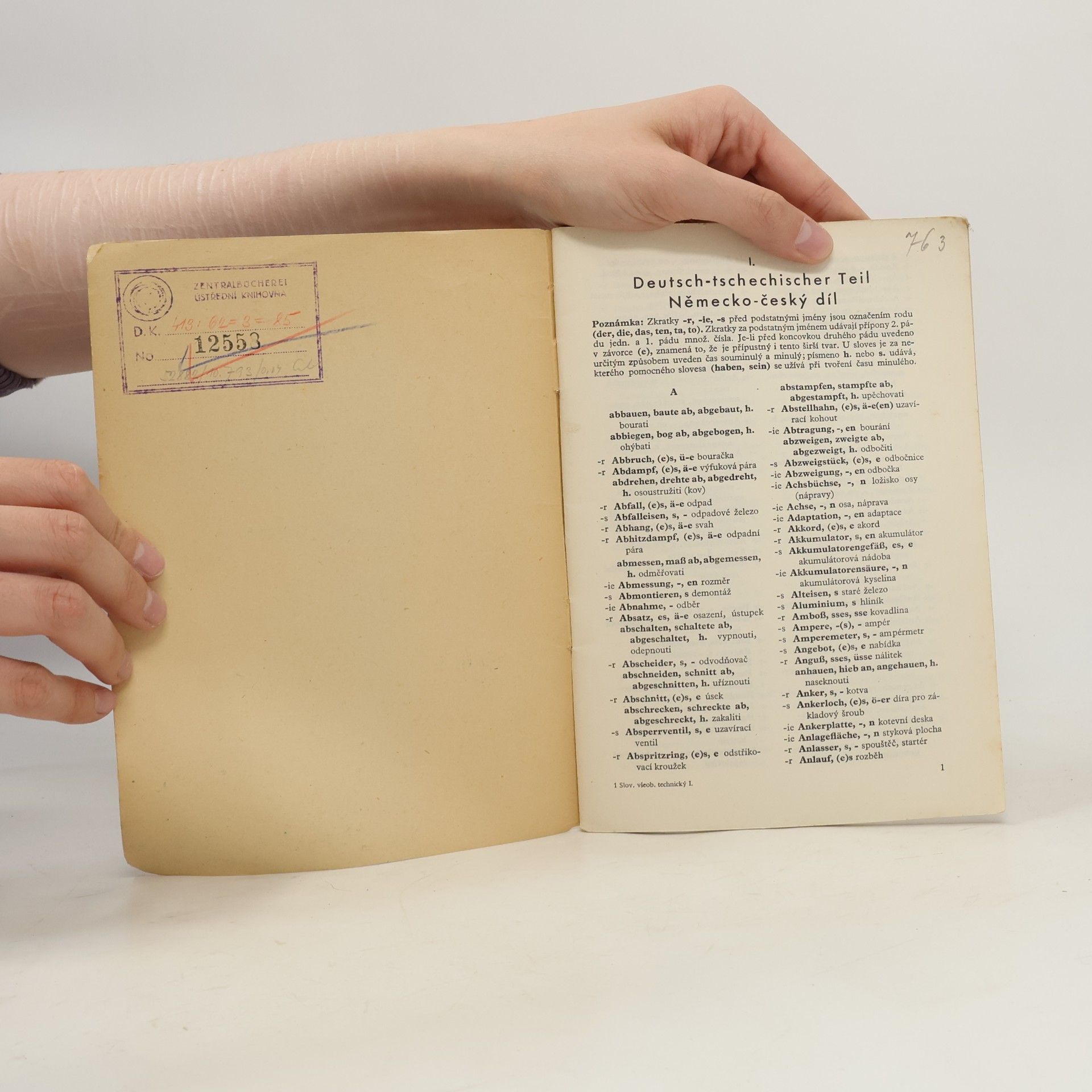 Erich J. Schwarz Kleines technisches Wörterbuch. Malý technický slovník