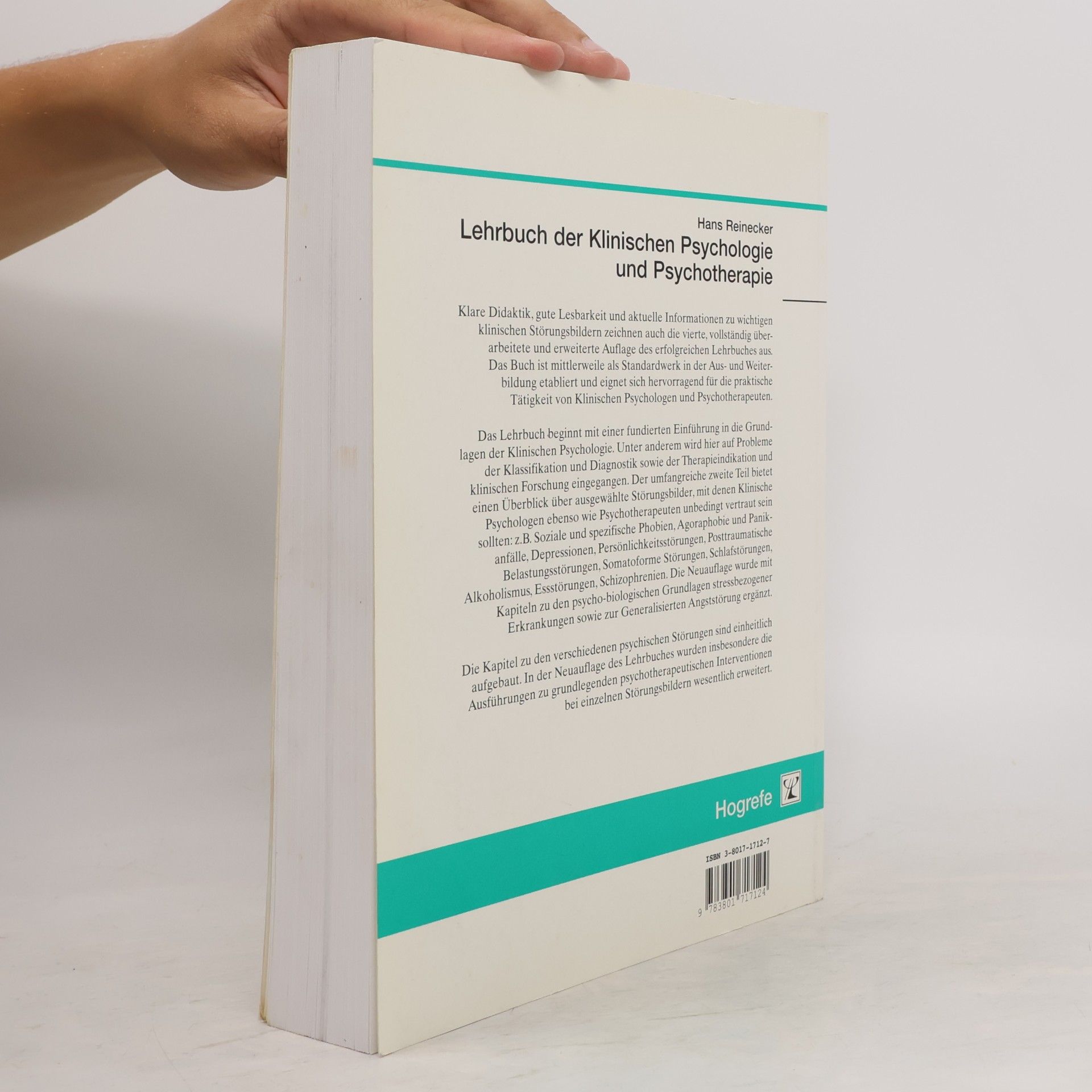 Hans Reinecker Lehrbuch der klinischen Psychologie und Psychotherapie: vollständig überarbeitete und erweiterte Auflage