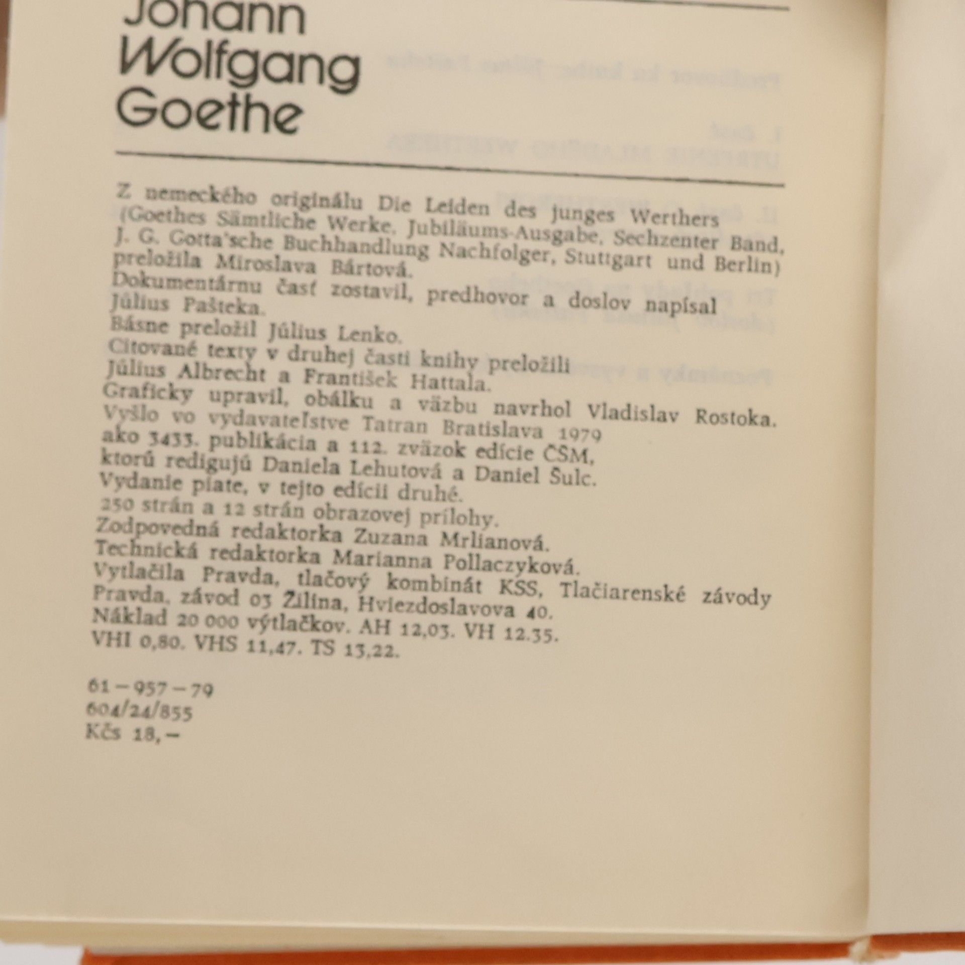 Johann Wolfgang von Goethe Utrpenie mladého Werthera