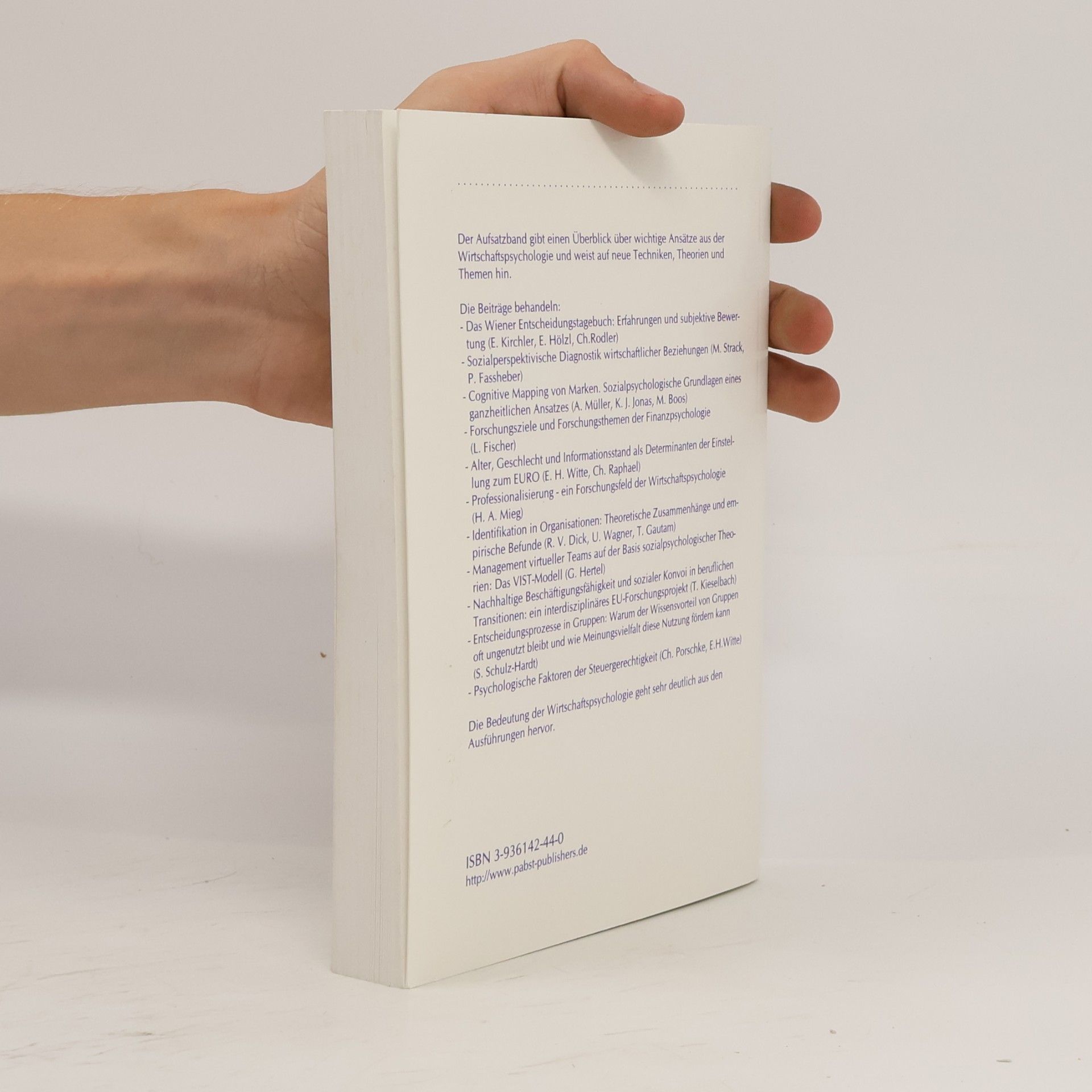 Erich H. Witte Sozialpsychologie wirtschaftlicher Prozesse