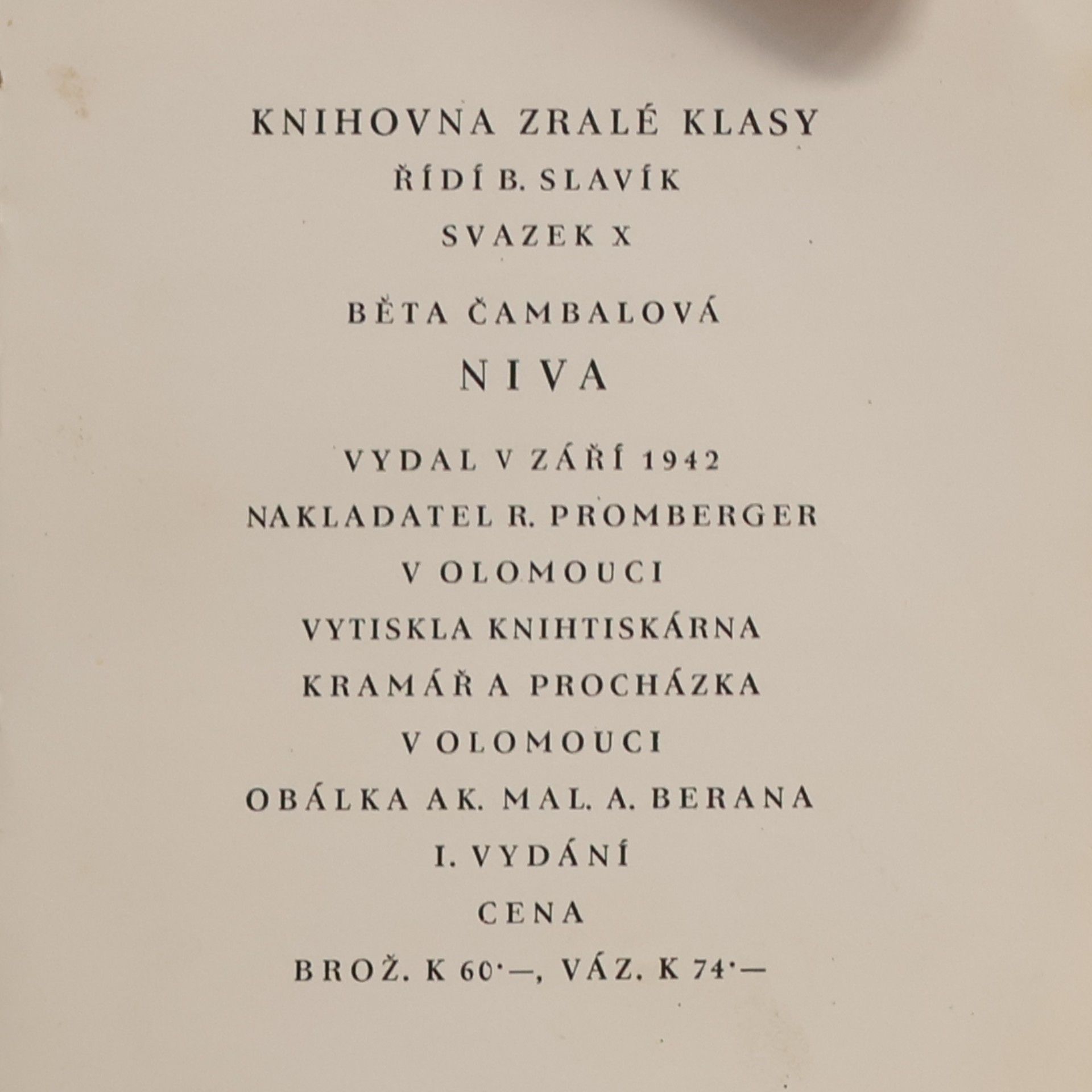 Běta Turečková Čambalová Niva