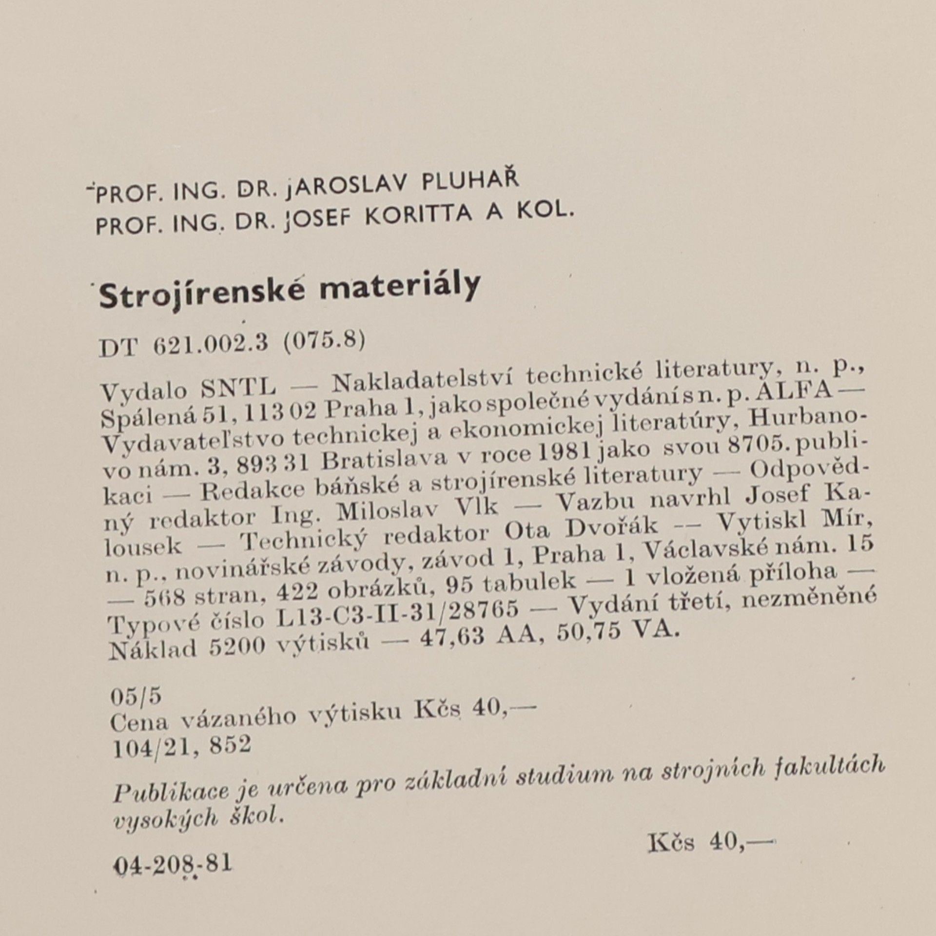 Jaroslav Pluhař Strojírenské materiály