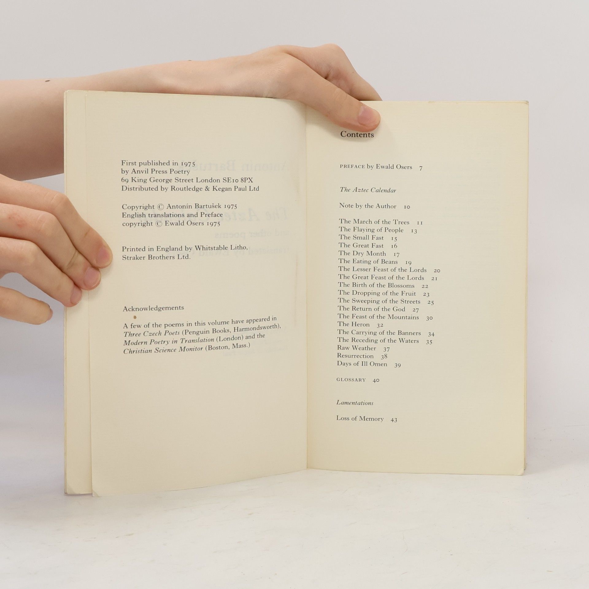 Antonín Bartušek The Aztec Calendar & Other Poems