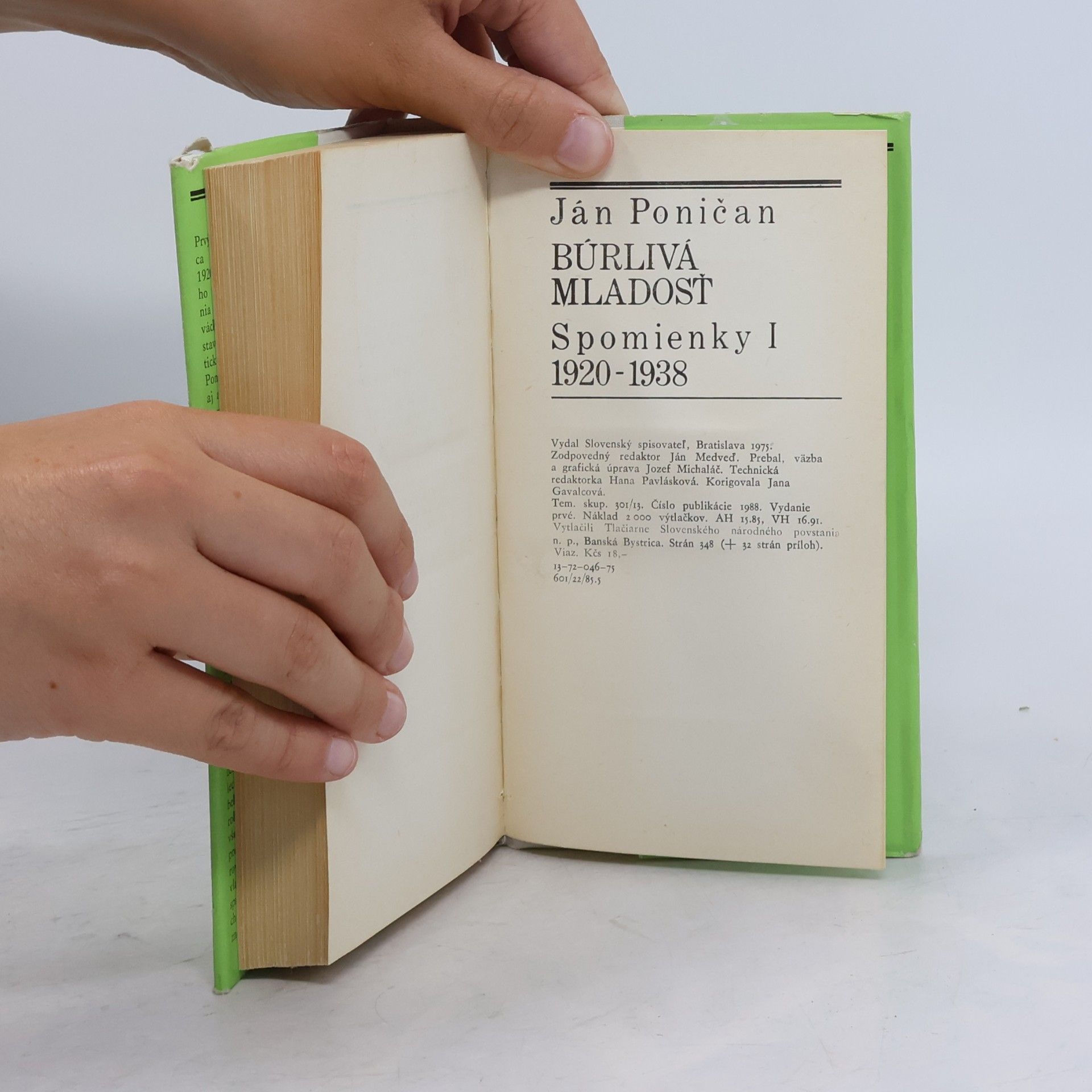 Ján Poničan Búrlivá mladosť : Spomienky I, 1920-1938