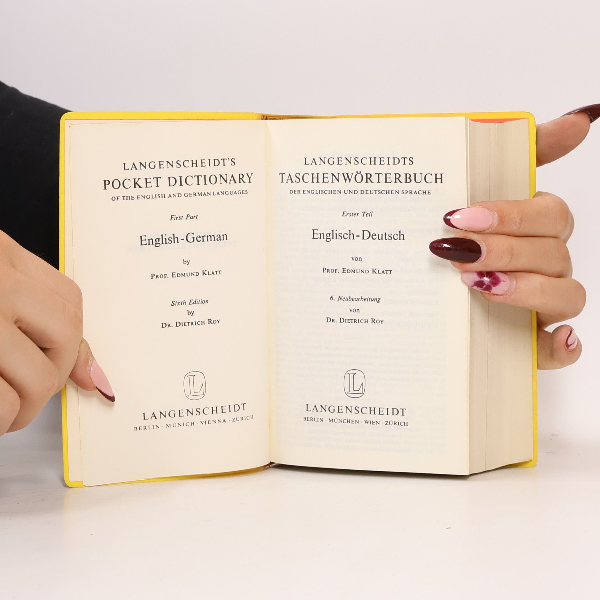 Edmunt Klatt Langenscheidts Taschenwörterbuch der englischen und deutschen Sprache. Langenscheidt's pocket dictionary of the English and German languages