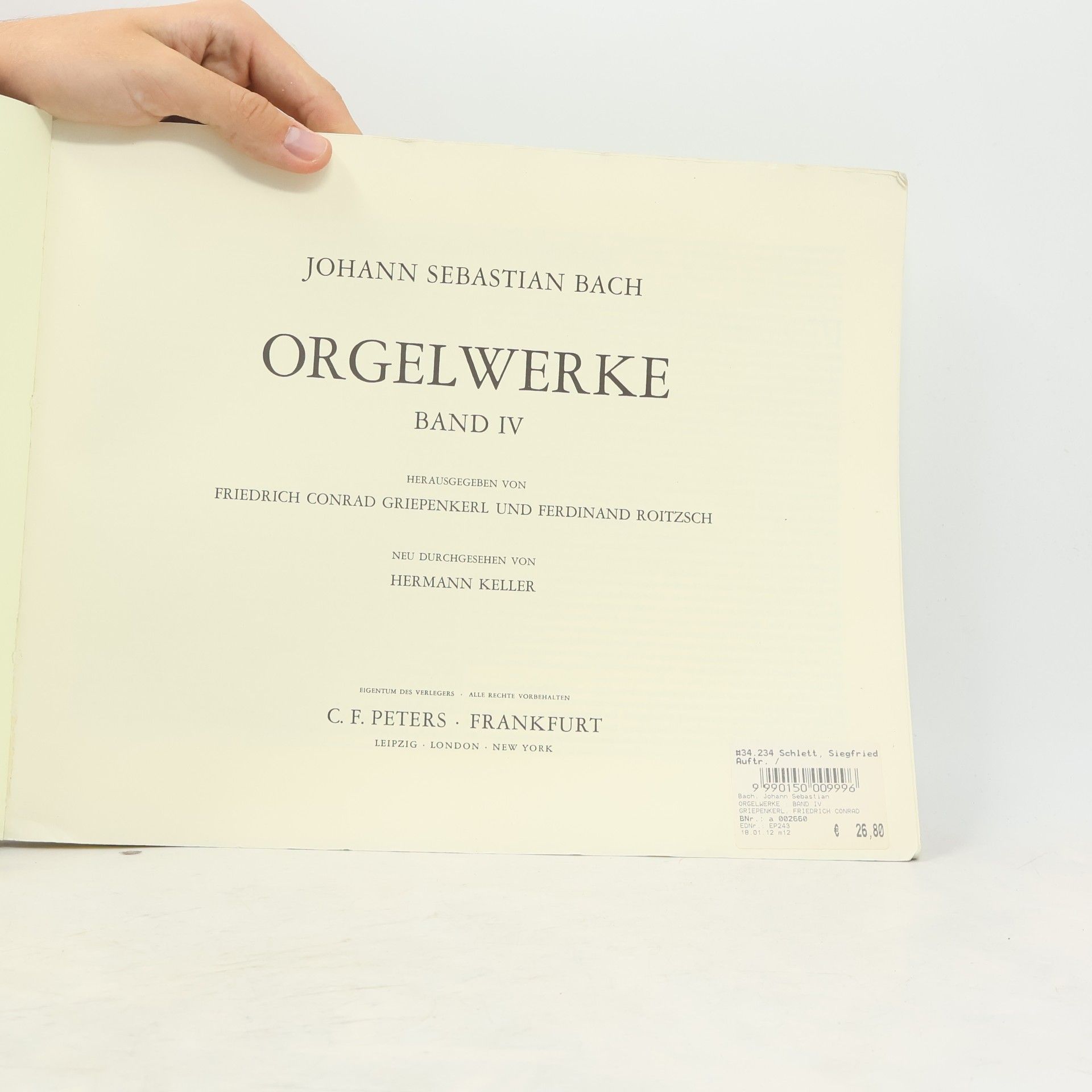 Johann Sebastian Bach Edition Peters - 4: Orgelwerke