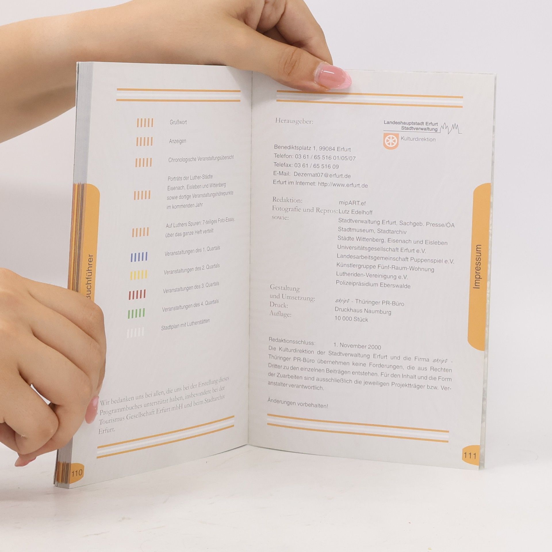 kolektiv Programmbuch der Stadt Erfuhrt für das Jahr 2001