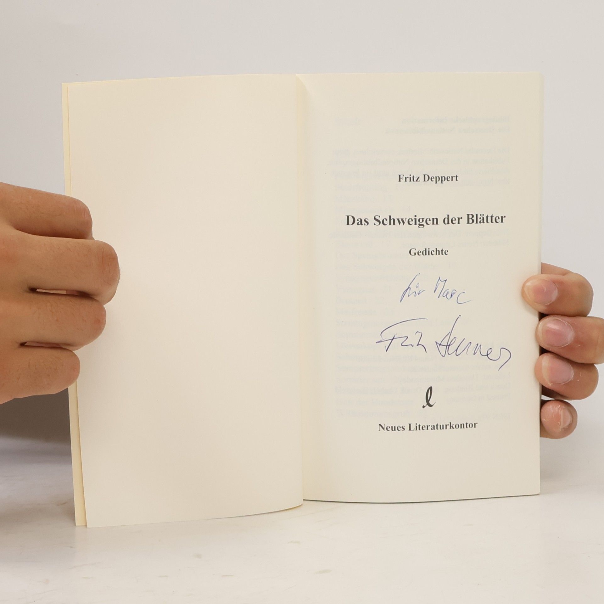 Fritz Deppert Das Schweigen der Blätter