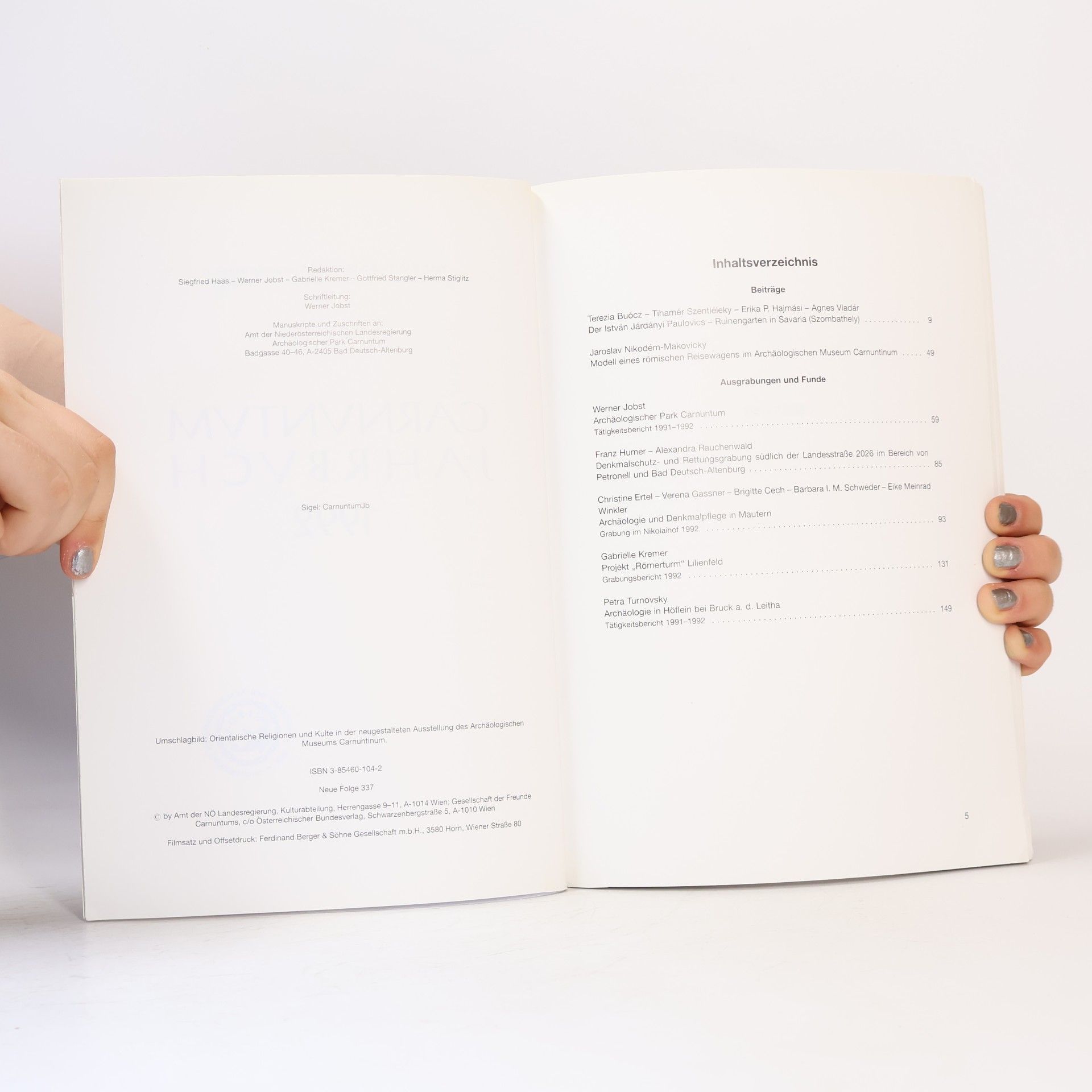 Carnuntum Jahrbuch 1992 Zeitschrift für Archäologie und Kulturgeschichte des Donauraumes