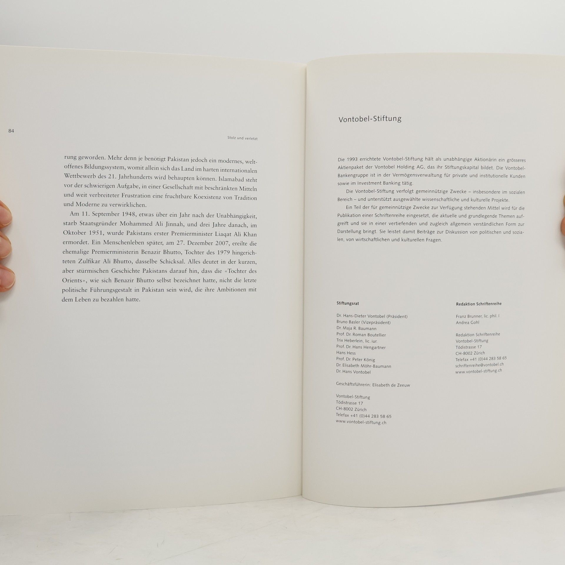 kolektiv Vontobel-Stiftung Schriftenreihe. Pakistan