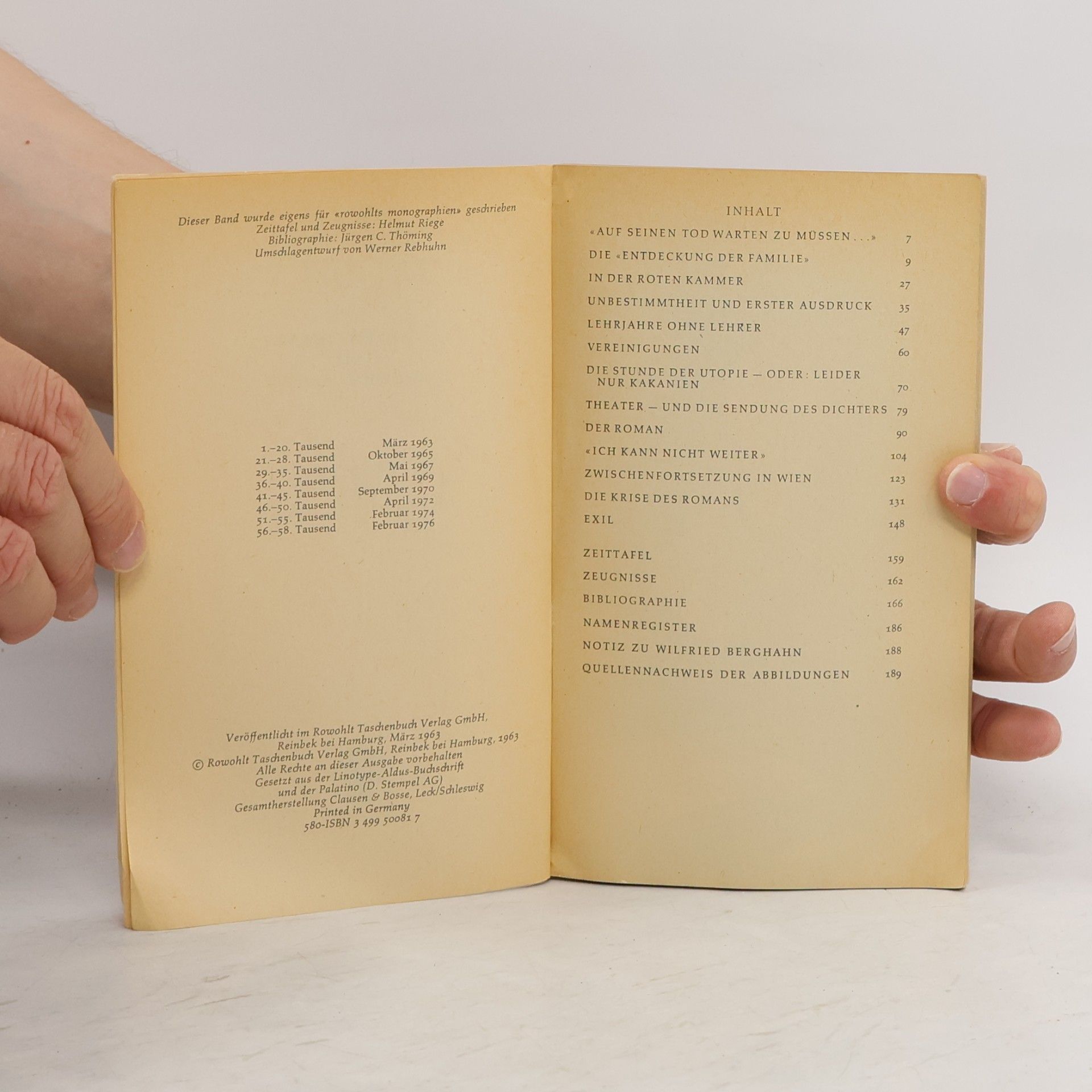 Wilfried Berghahn Robert Musil in Selbstzeugnissen und Bilddokumenten