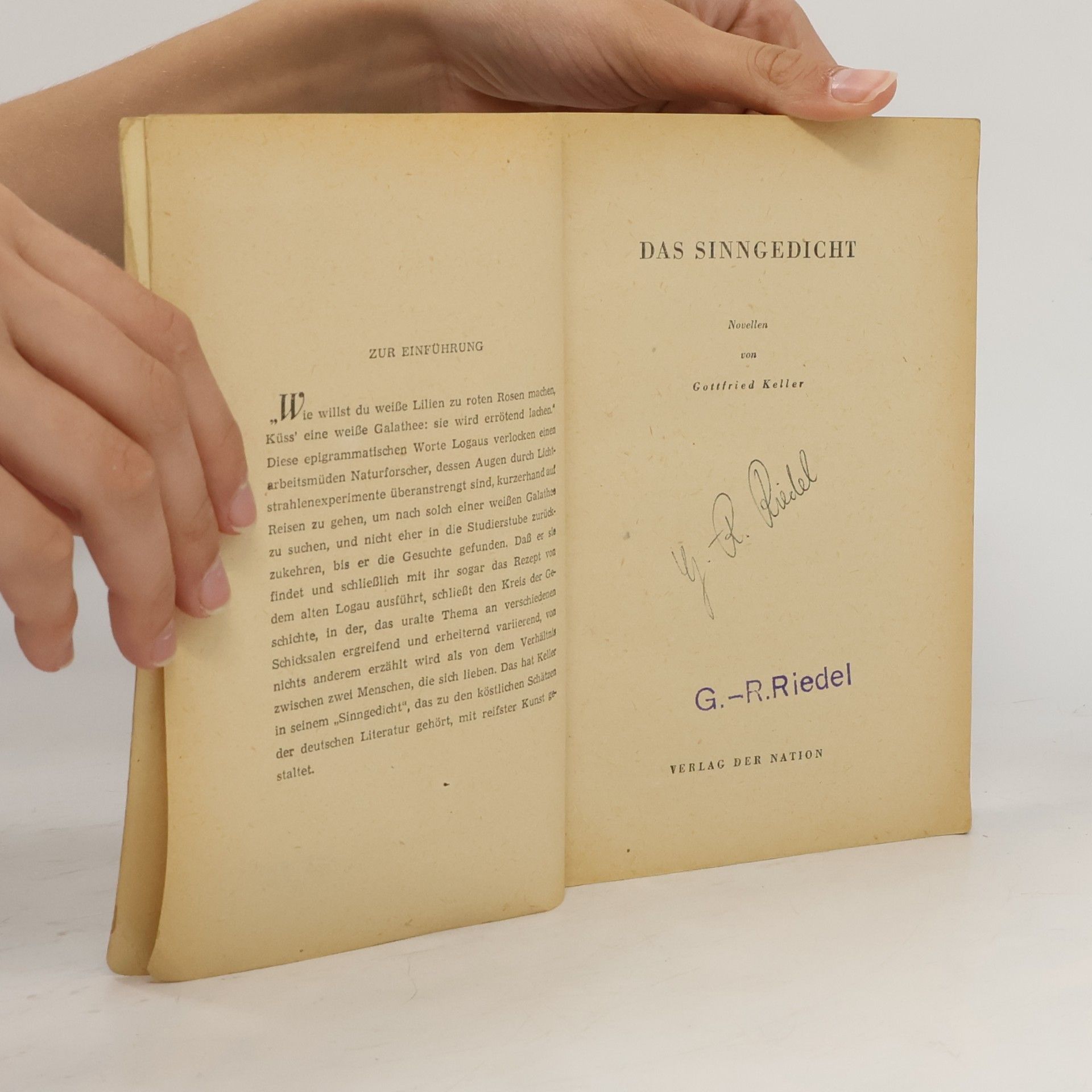 Gottfried Keller Das Sinngedicht