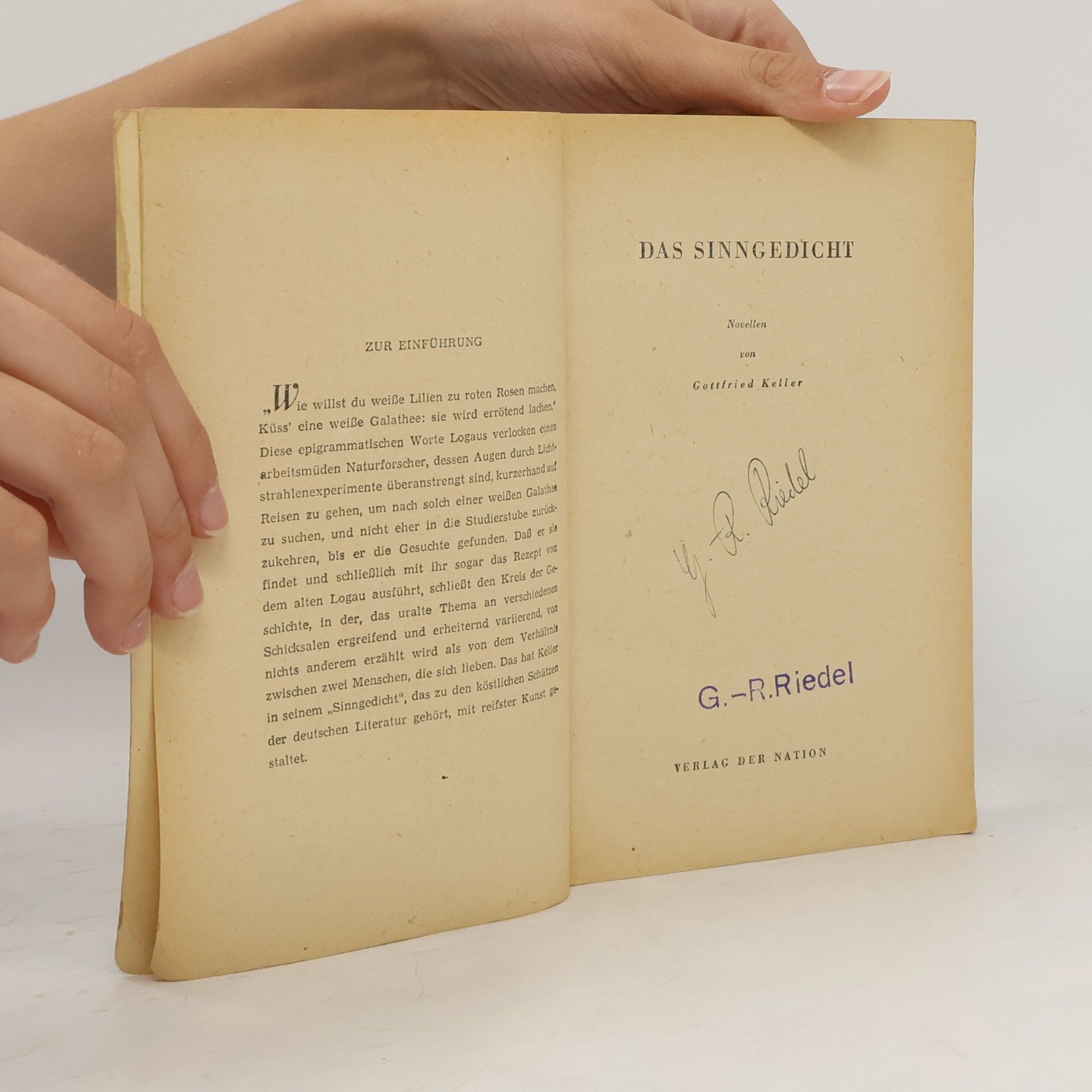 Gottfried Keller Das Sinngedicht