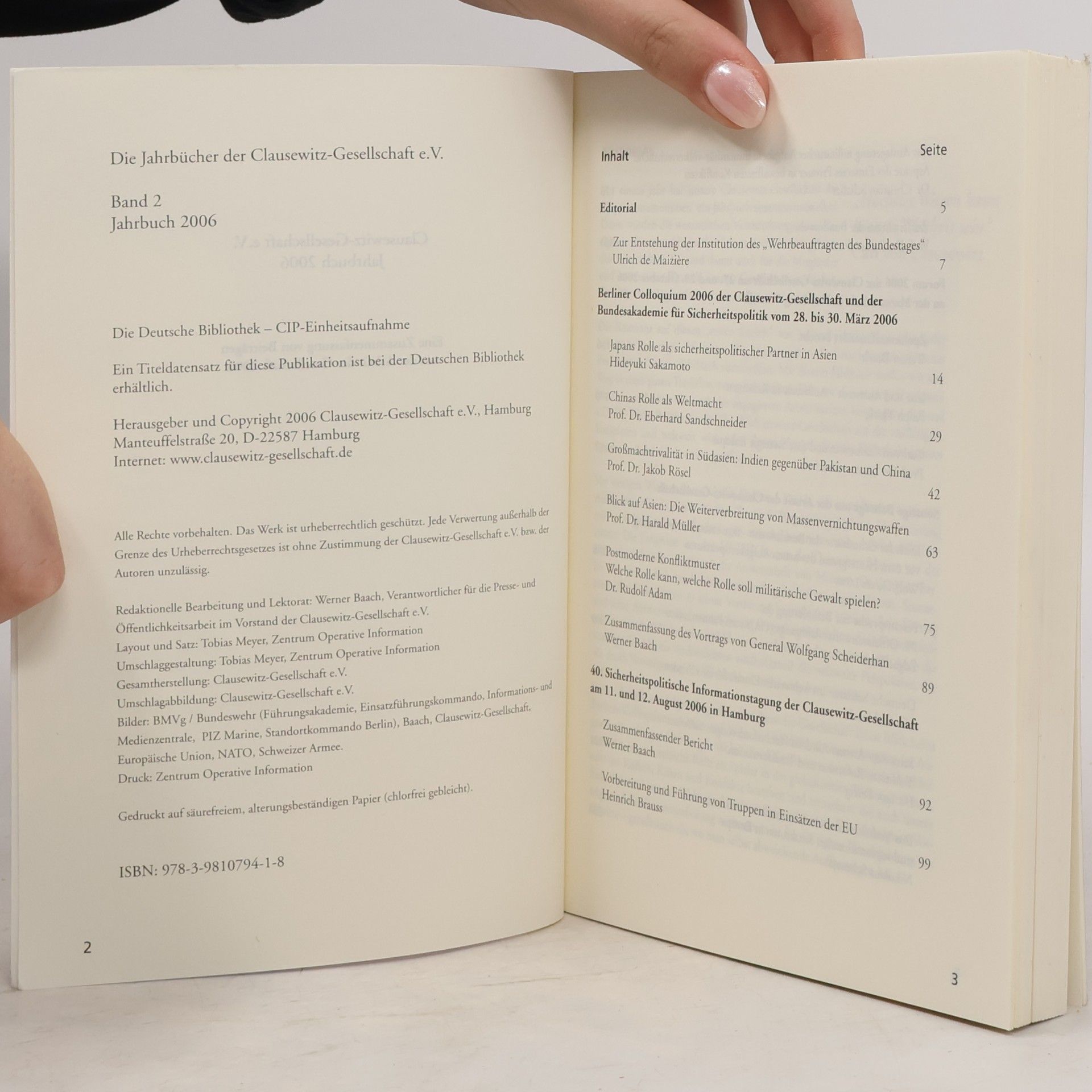 Clausewitz-Gesellschaft Clausewitz-Gesellschaft Jahrbuch 2006