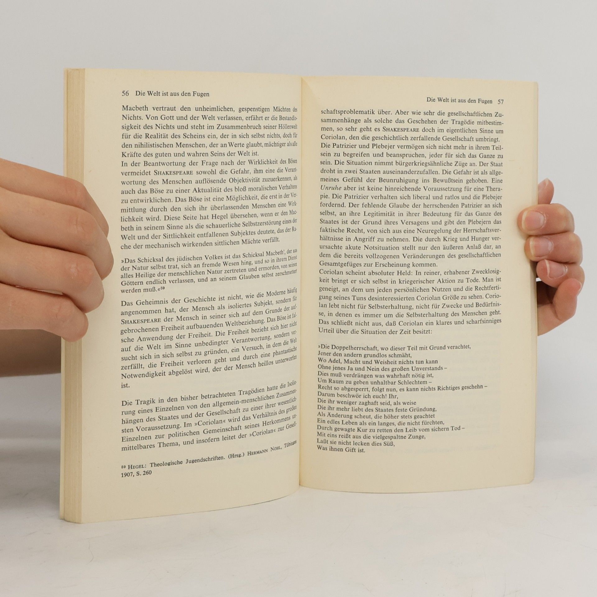 Günter Rohrmoser Shakespeare, Erfahrung der Geschichte