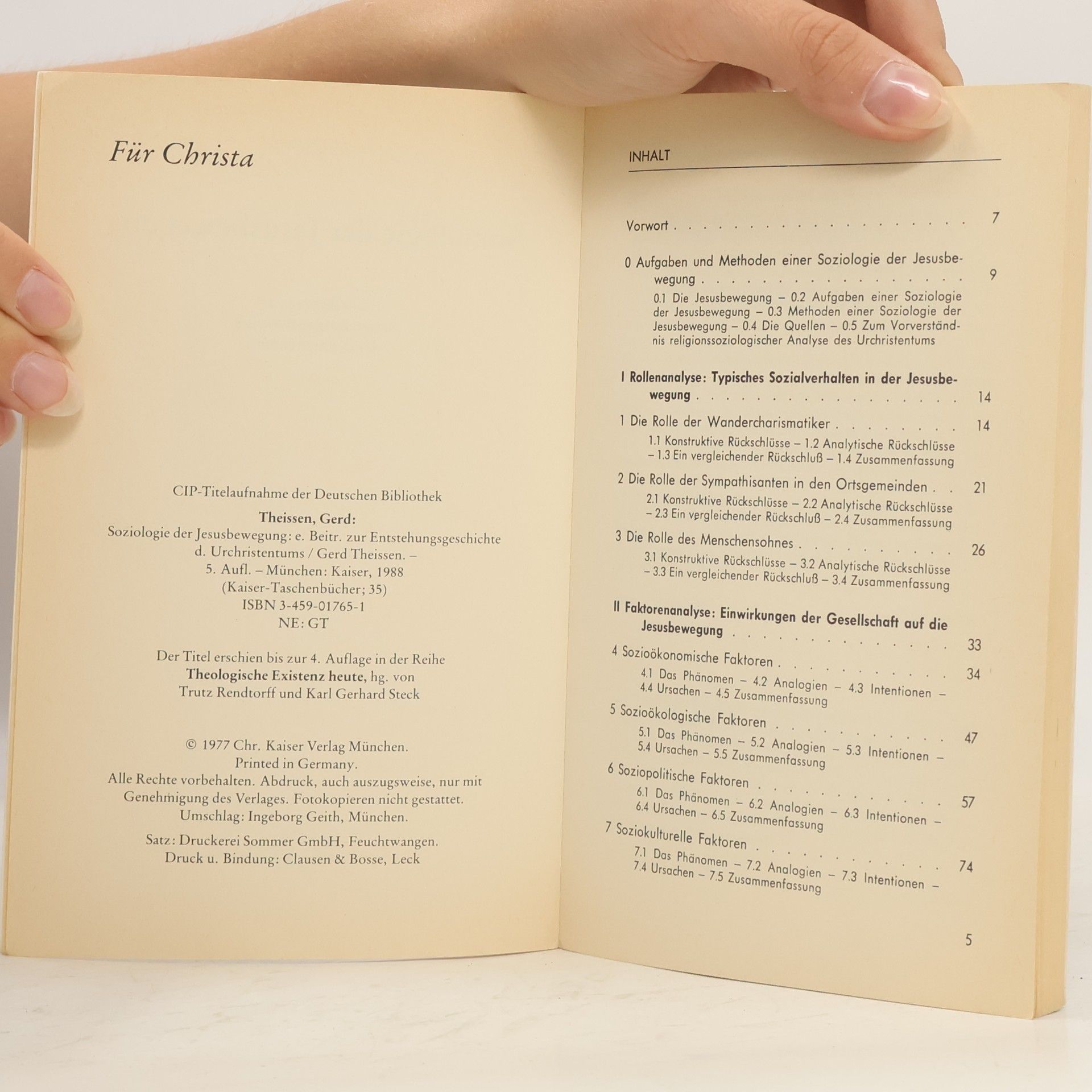 Gerd Theißen Soziologie der Jesusbewegung. Ein Beitrag zur Entstehung des Urchristentums