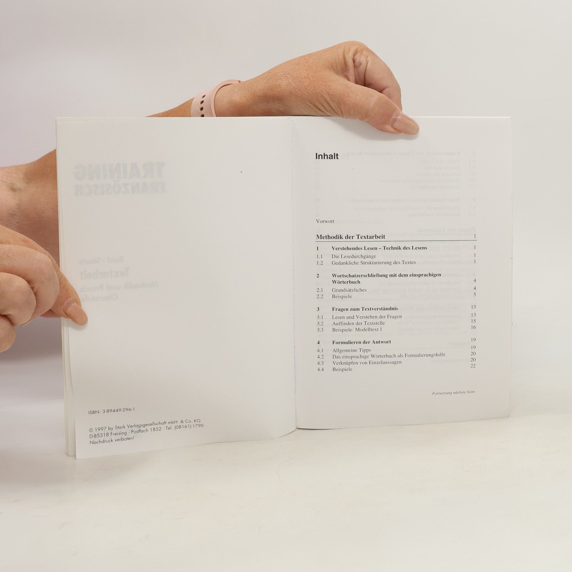 Rotraud Benl Training Französisch. Textarbeit