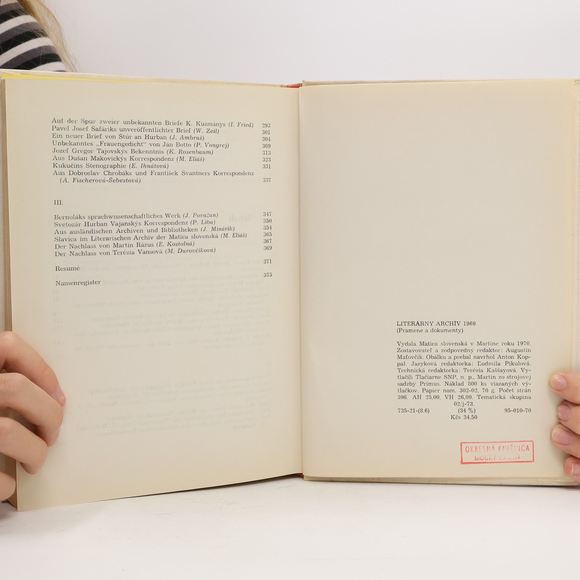 Augustín Mat̕ovčík Literárny archív 1969. Pramene a dokumenty
