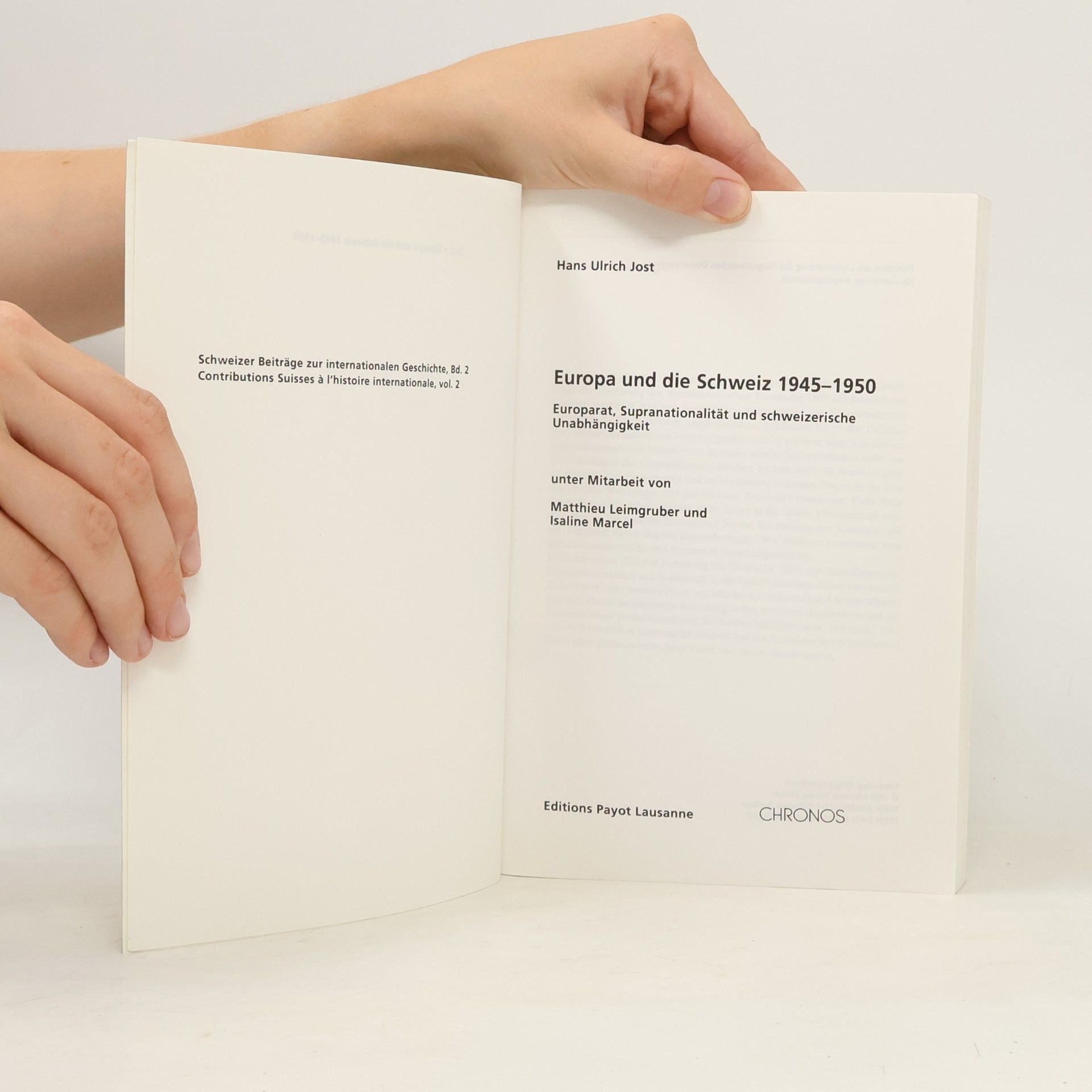 Hans Ulrich Jost Europa und die Schweiz 1945–1950