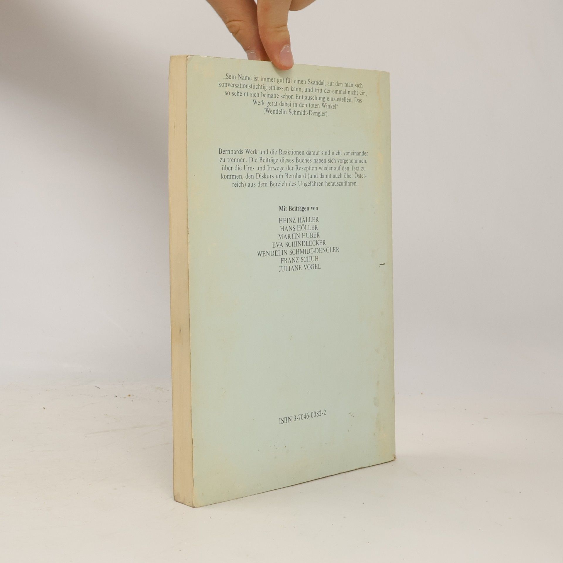 Thomas Bernhard Statt Bernhard